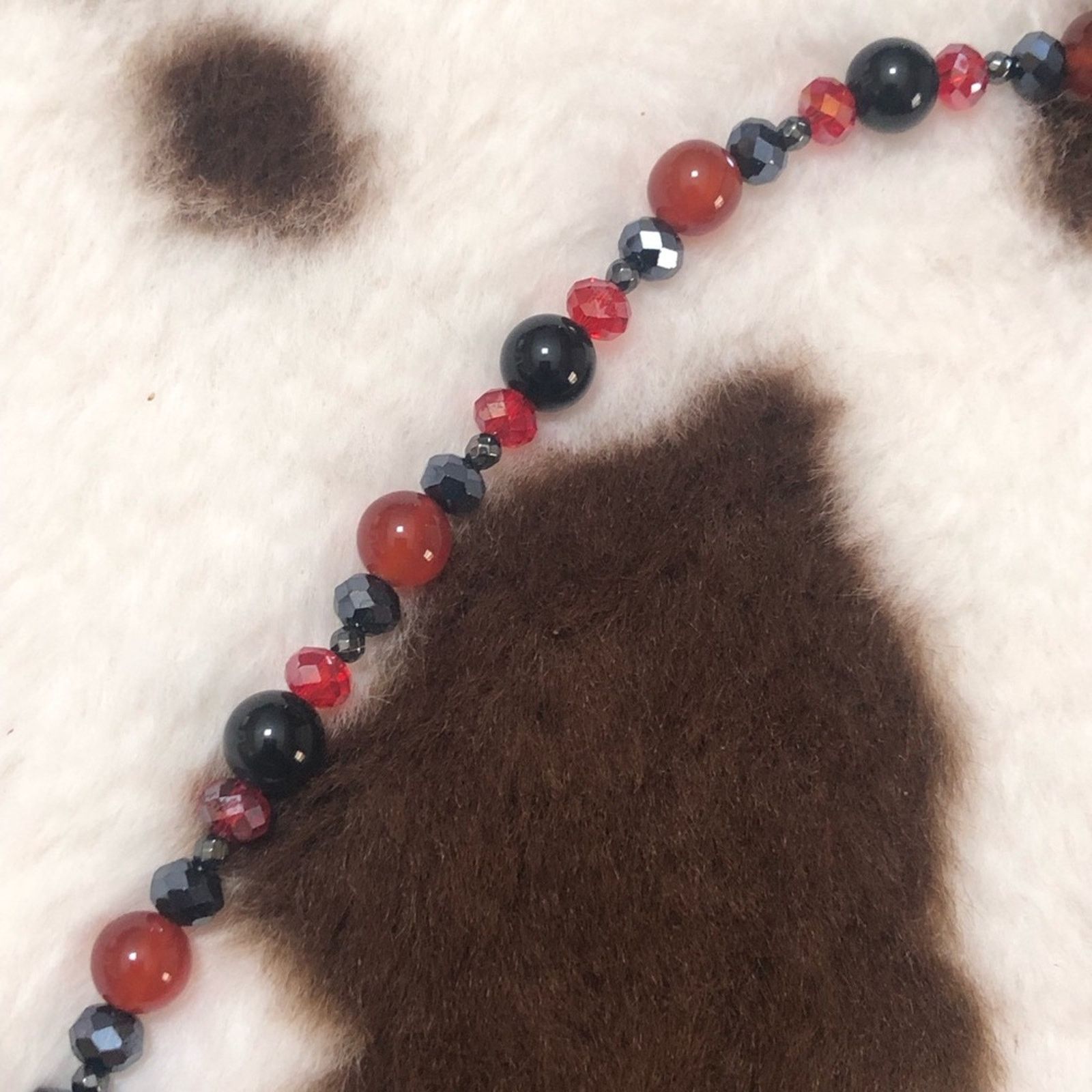 Handmade Handcrafted repurpose Florenza black onyx carnelian necklace Size ONE SIZE - 8 Thumbnail