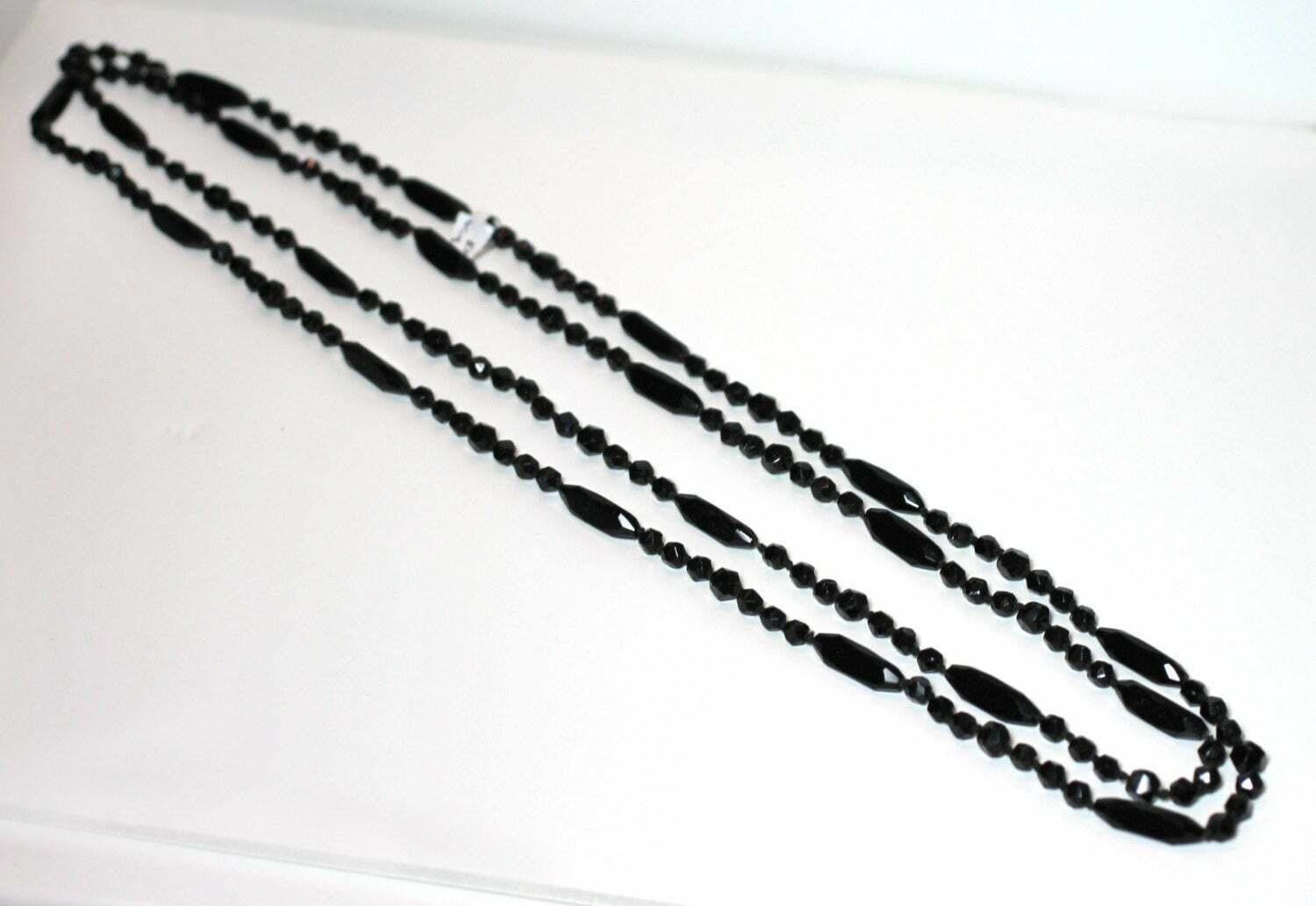 Designer Victorian Faceted Jet Bead Flapper Necklace Size ONE SIZE - 4 Thumbnail