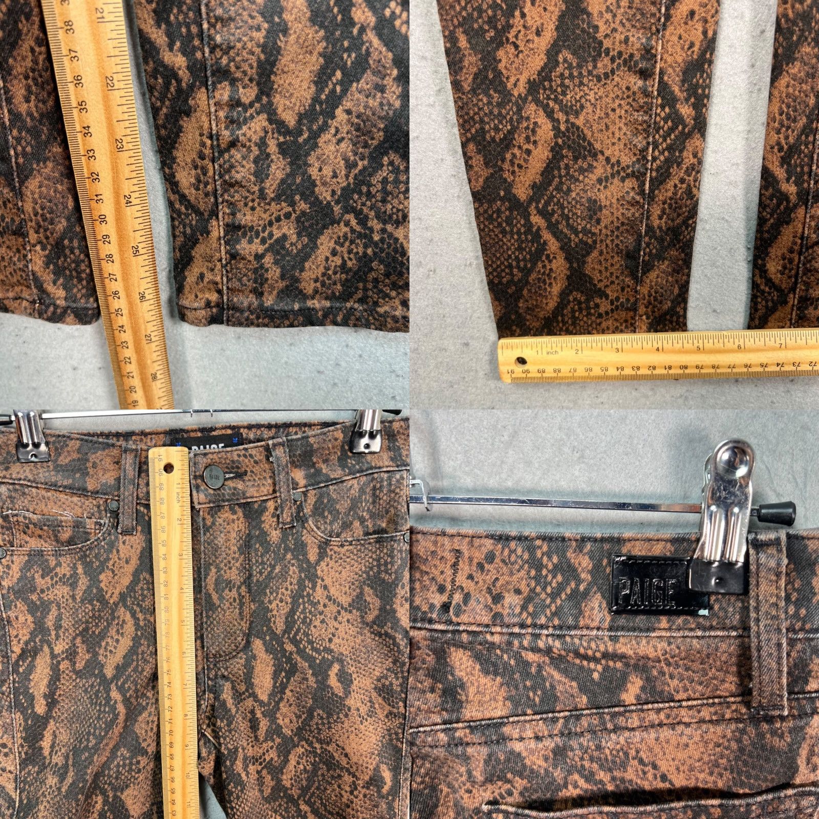 Paige Paige Jeans Womens 24 Brown Hoxton Ultra Skinny Snake Print Denim 5-Pocket Stretch Mid Rise Rayon Blend Modern Size 42" / US 20 - 8 Thumbnail