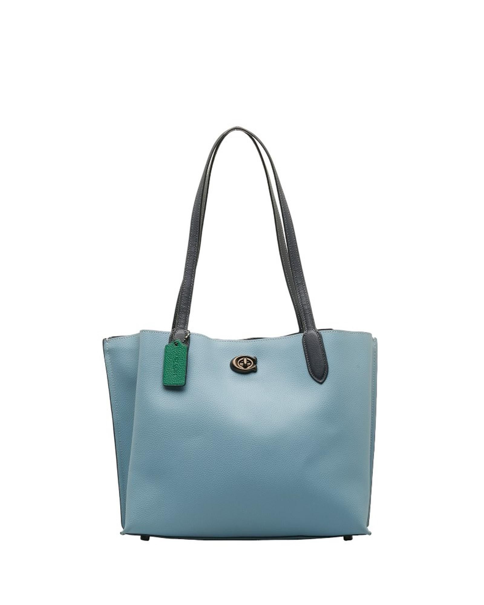 image of Coach Blue Leather Tote Bag In Excellent Condition, Women's