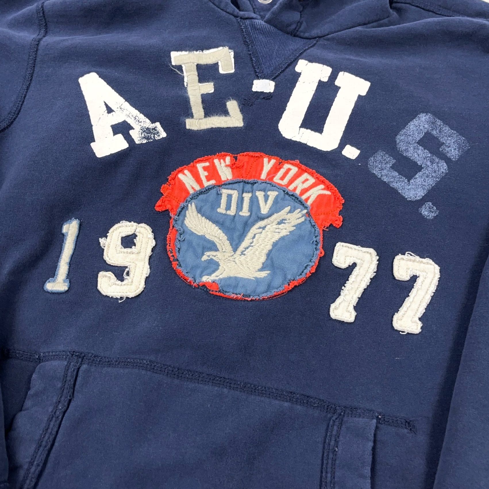 American Eagle Outfitters VINTAGE American Eagle Outfitters Hoodie Men 2XL Blue Sweatshirt Graphic Print Hooded Embroidered Logo Pullover All Seasons Fall Winter Spring Casual Size US XXL / EU 58 / 5 - 3 Thumbnail