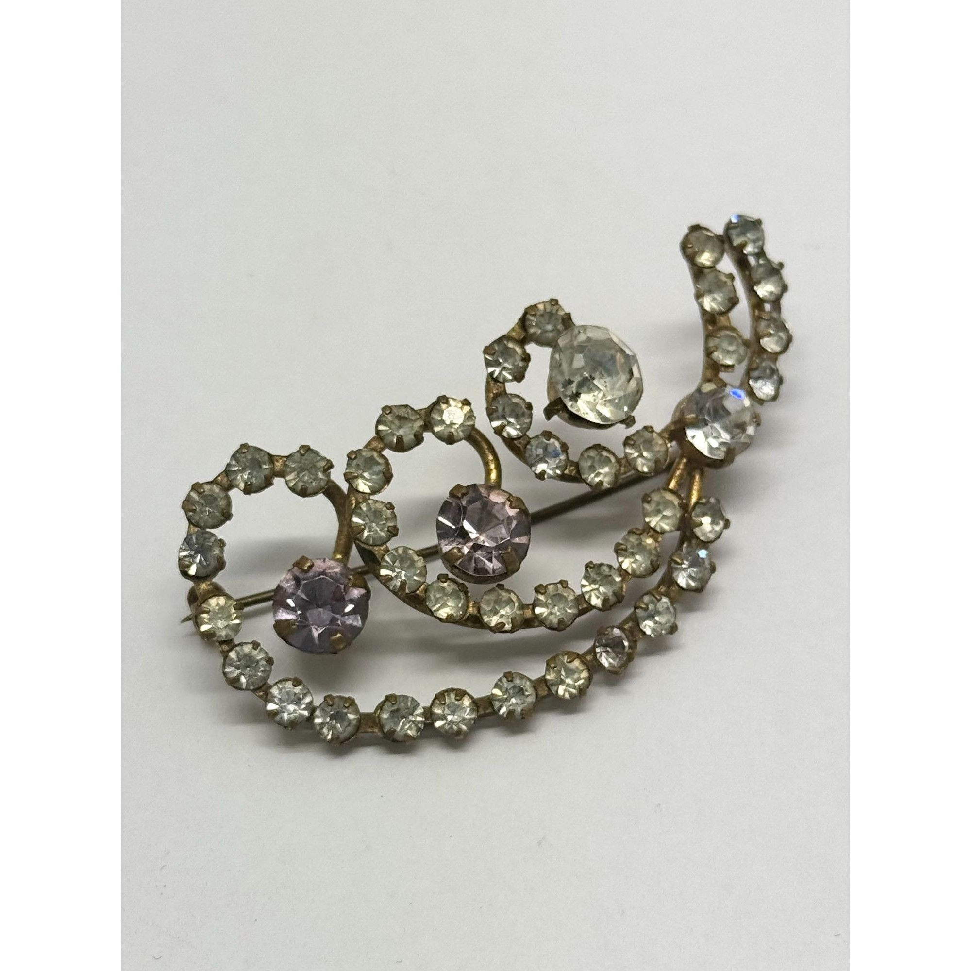 Vintage rhinestone glass brooch pin
