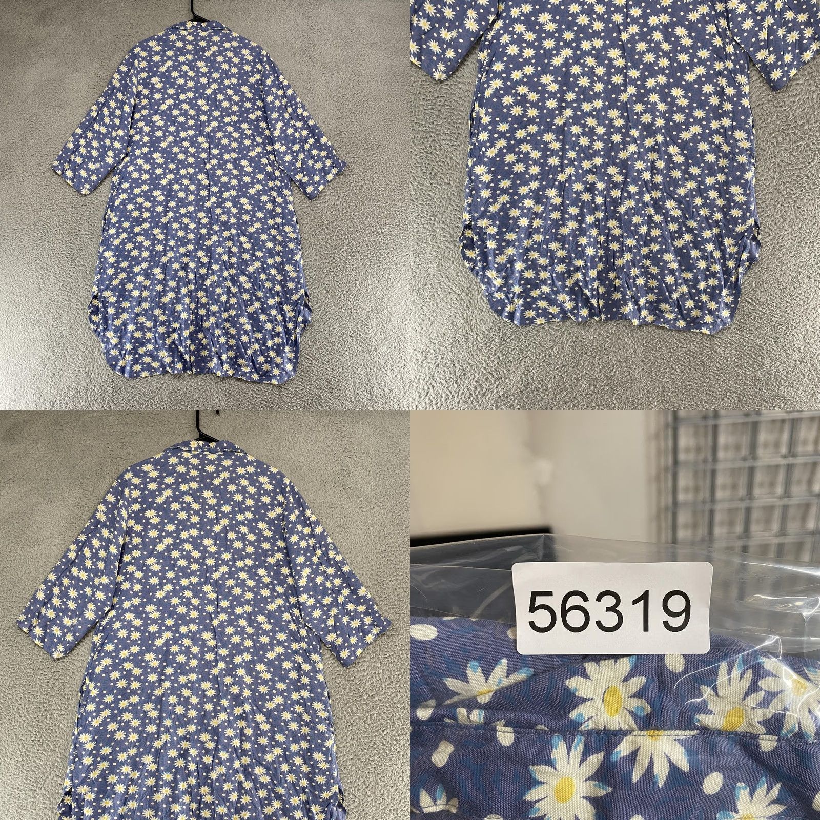 Vintage April Cornell Shirt Dress Womens XL Blue Daisy Floral Button Midi Rayon Casual Size XL / US 12-14 / IT 48-50 - 8 Thumbnail