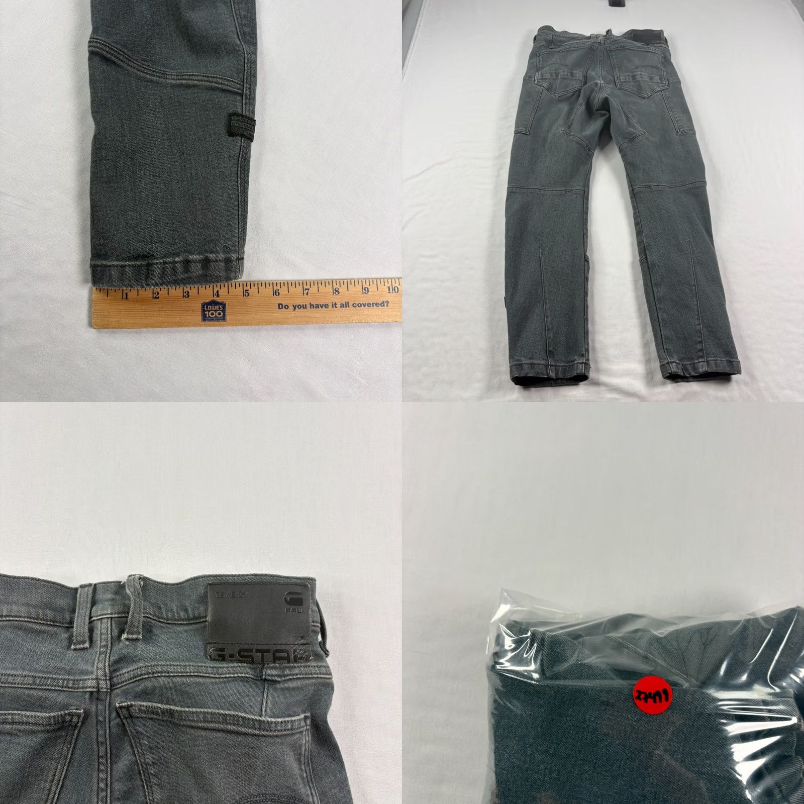 Vintage G Star Raw Jeans Slim 30x30 Gray Denim Men 3D Skinny Cotton Pocket Logo Regular Inseam 27 Size US 30 / EU 46 - 9 Thumbnail