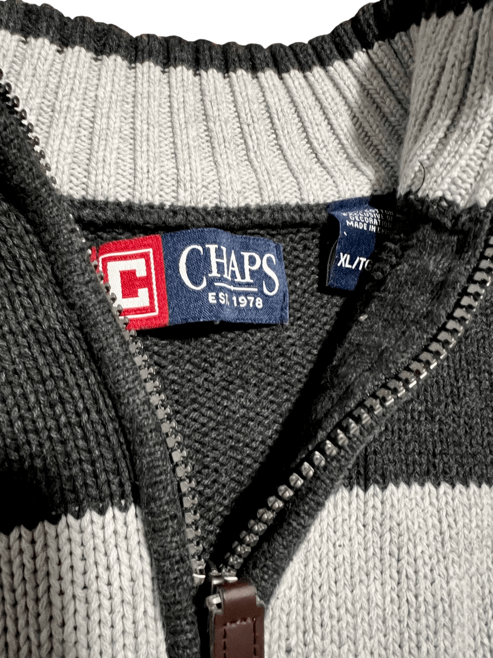 Chaps Chaps Gray, Blue & White Vintage Quarter Zip Sweater Size US XL / EU 56 / 4 - 3 Thumbnail