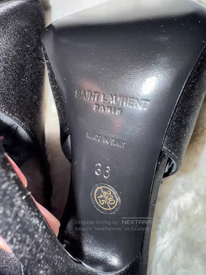 Saint Laurent Paris Saint Laurent Paris Black Satin Crystal Rhinestone High He Size US 5.5 / IT 35.5 - 7 Thumbnail