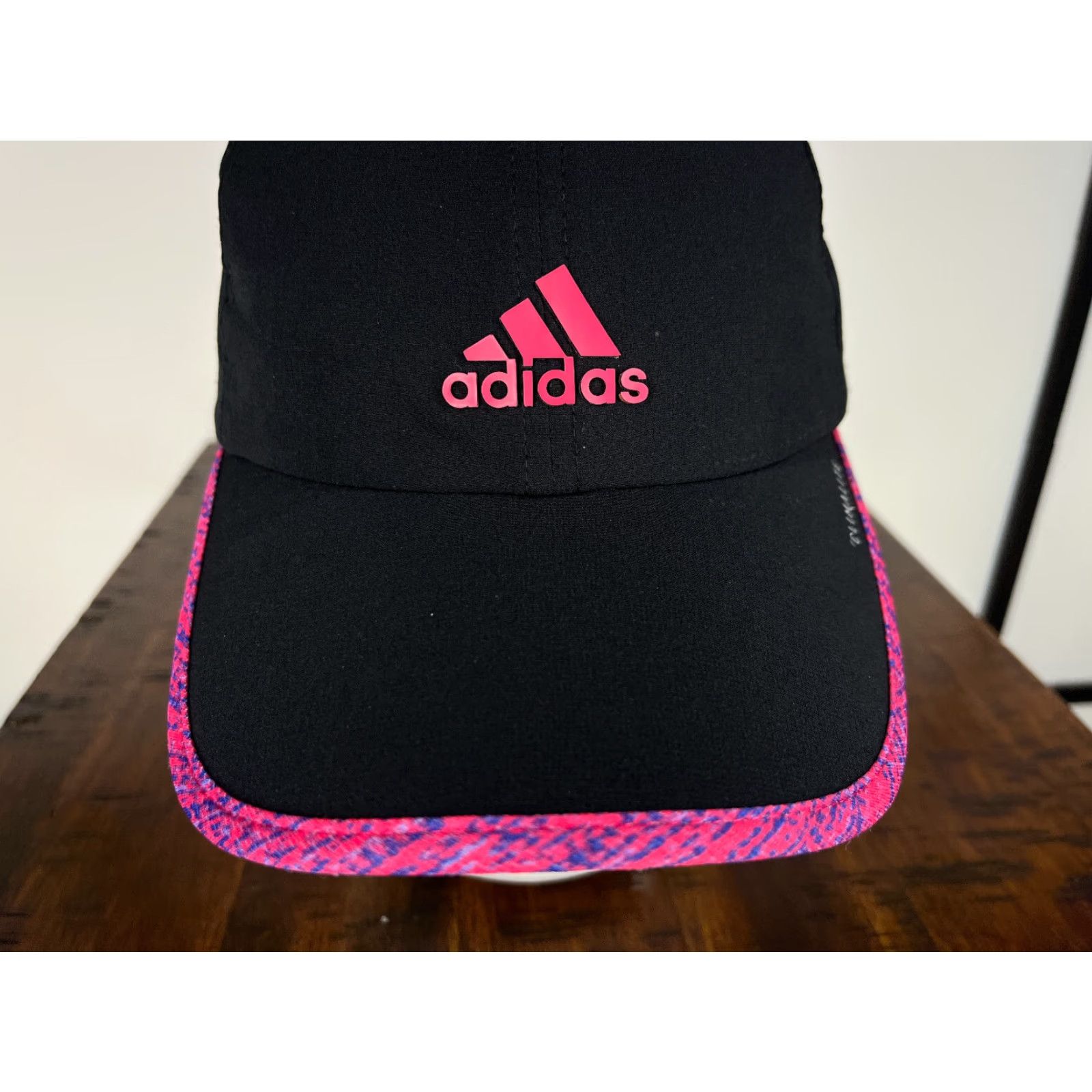 Adidas Hat Cap Strap Back One Size Black Pink Poly Blend Climalite Golf Hat