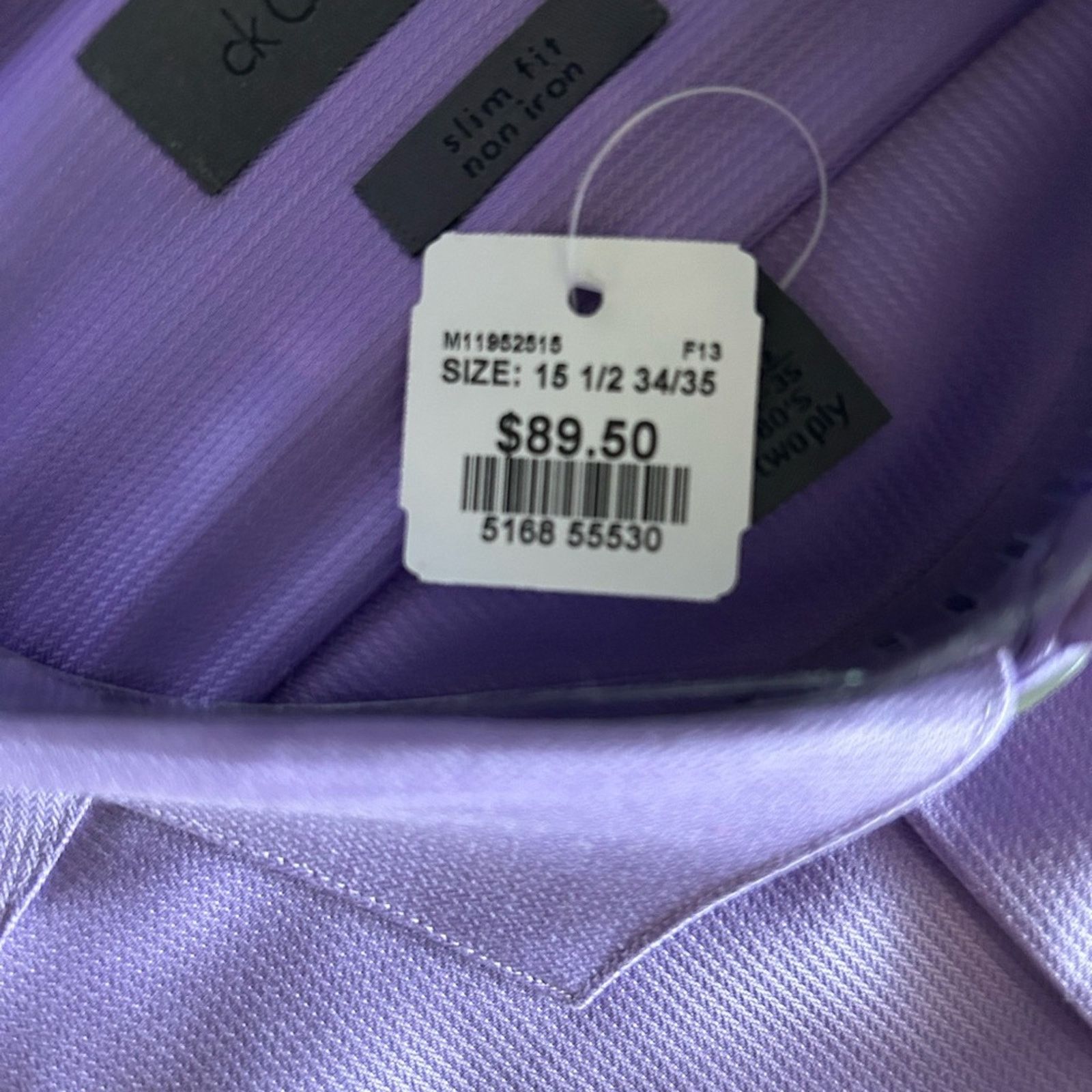 Calvin Klein NWT Men’s Calvin Klein slim fit non iron dress 15.5 purple Size US M / EU 48-50 / 2 - 3 Thumbnail