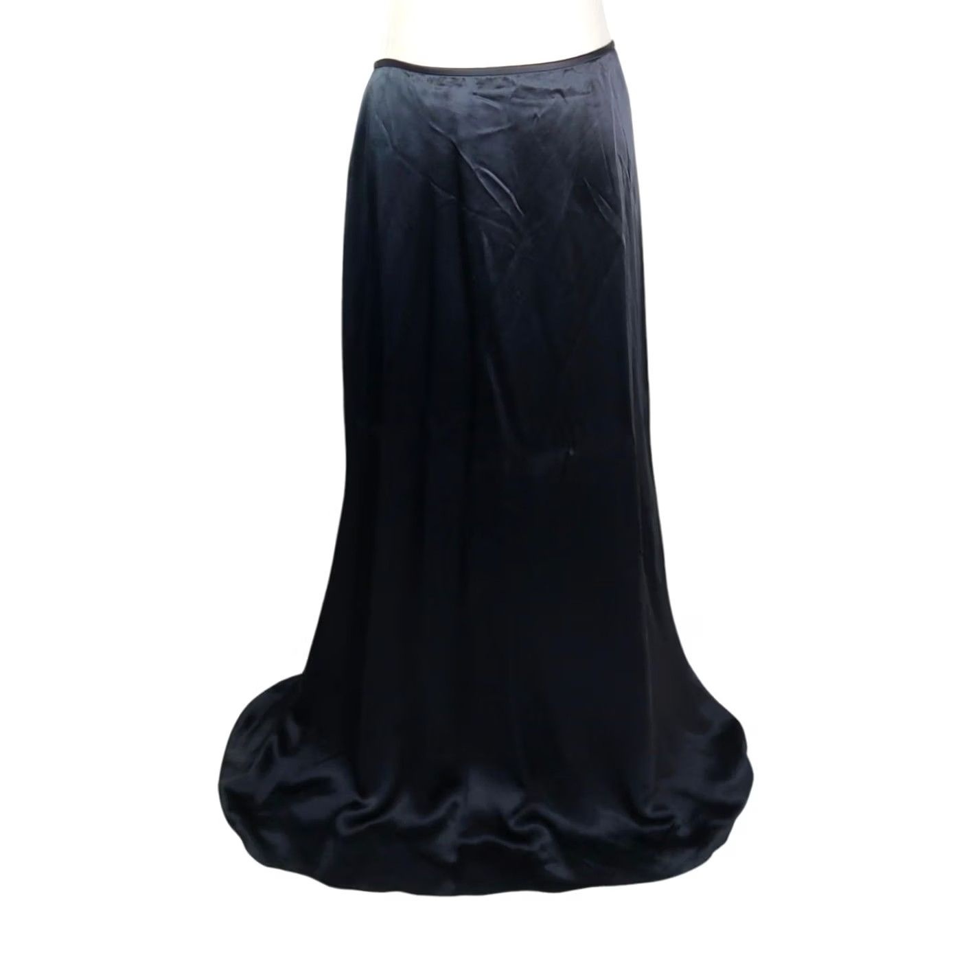 Vintage Carmen Marc Valvo Navy Blue Satin Long Formal Maxi Skirt 12 Size 34" / US 12 / IT 48 - 2 Thumbnail