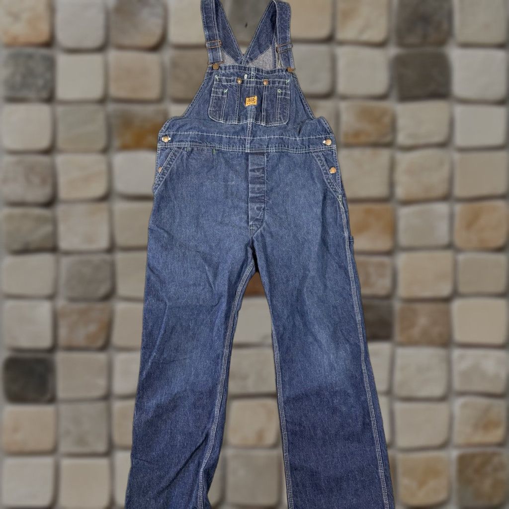 Denime VINTAGE Big Ben Bib Carpenter Overalls Men 38X28 Denim Jeans Blue Cotton Work Straight 28 Inseam Mens Size US 38 / EU 54 - 1 Thumbnail