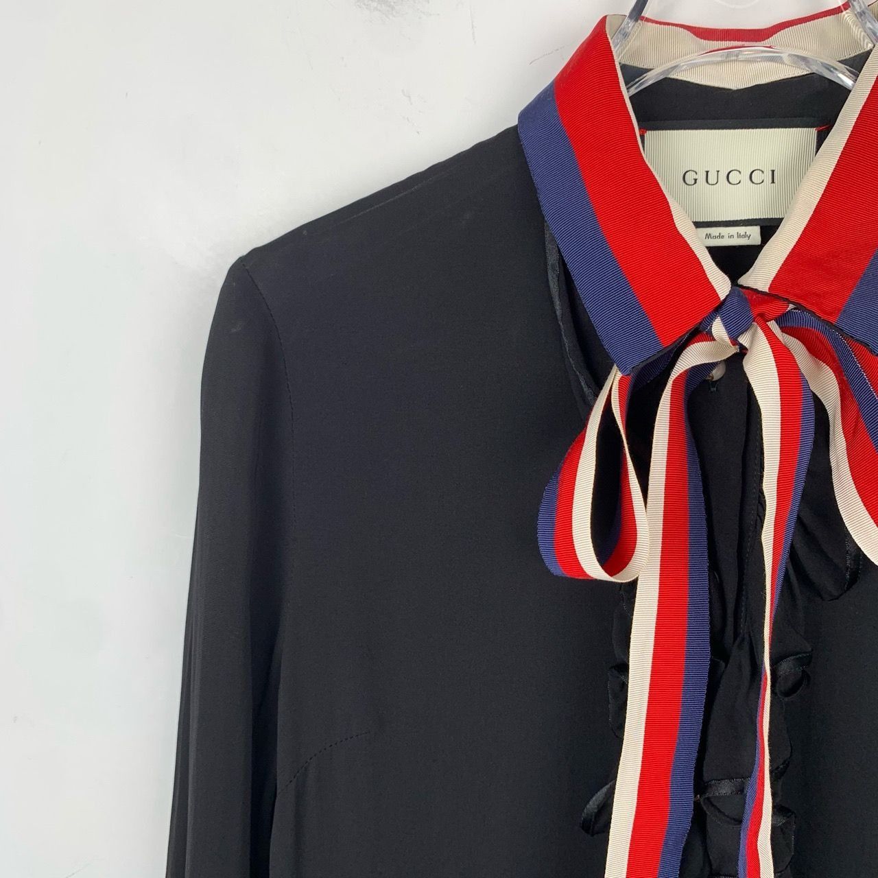 Gucci Gucci Double G Buckle Stripe Tie Black Silk Shirt (Size 36) Size XS / US 0-2 / IT 36-38 - 6 Thumbnail