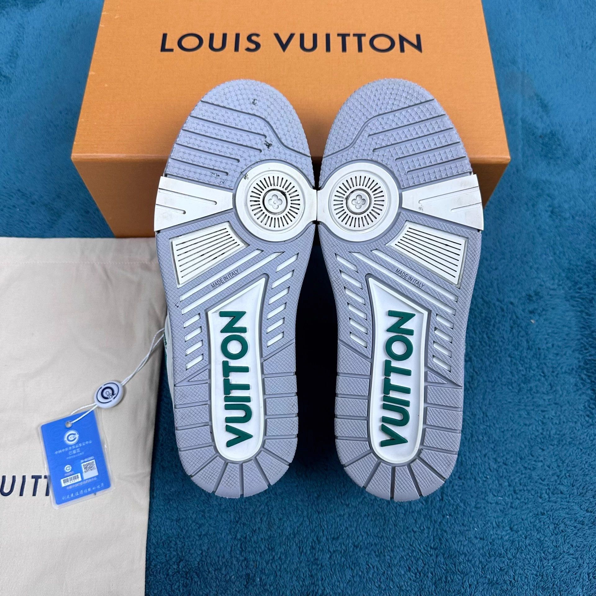 Louis Vuitton LV Trainer 25SS Cowhide Leather Green 37.5 Size US 6.5 / IT 36.5 - 5 Thumbnail