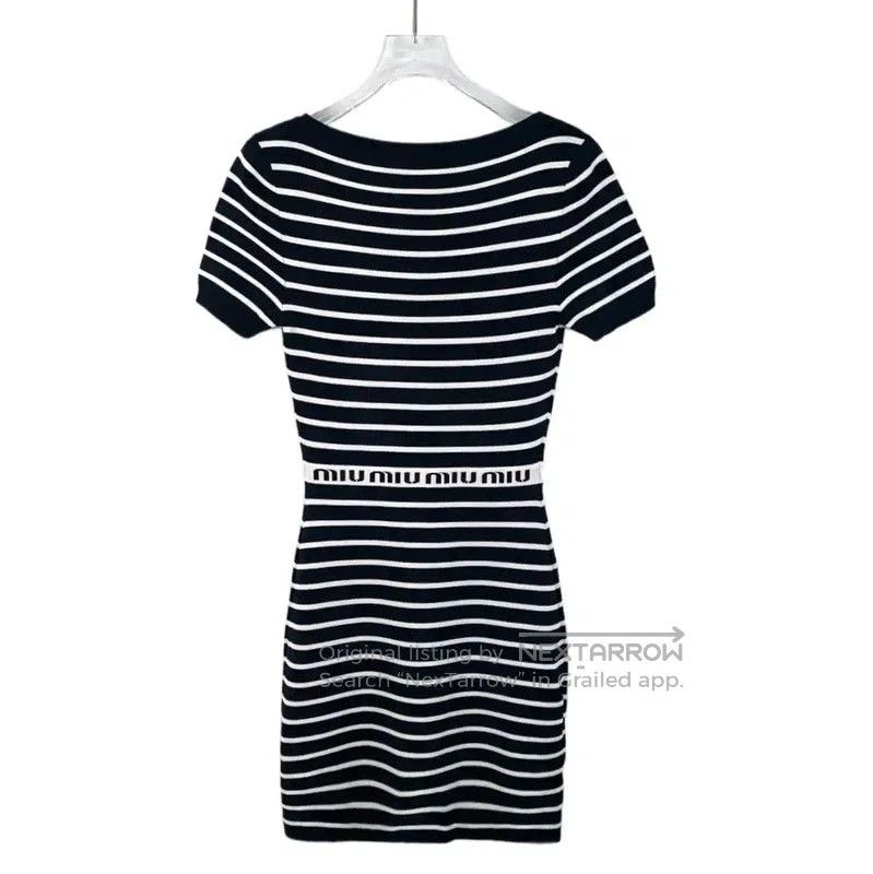 Miu Miu Miu Miu Striped Short Sleeve Dress . Size S / US 4 / IT 40 - 1 Thumbnail