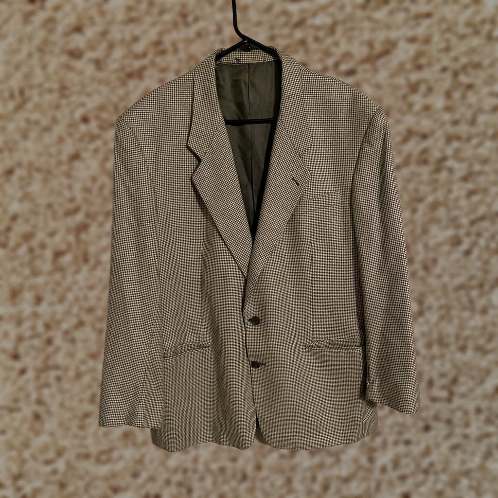 Yves Saint Laurent VINTAGE Saint Laurent Jacket Mens 46 Yves YSL Houndstooth Suit Blazer Coat Men 46R Size 46R - 1 Thumbnail