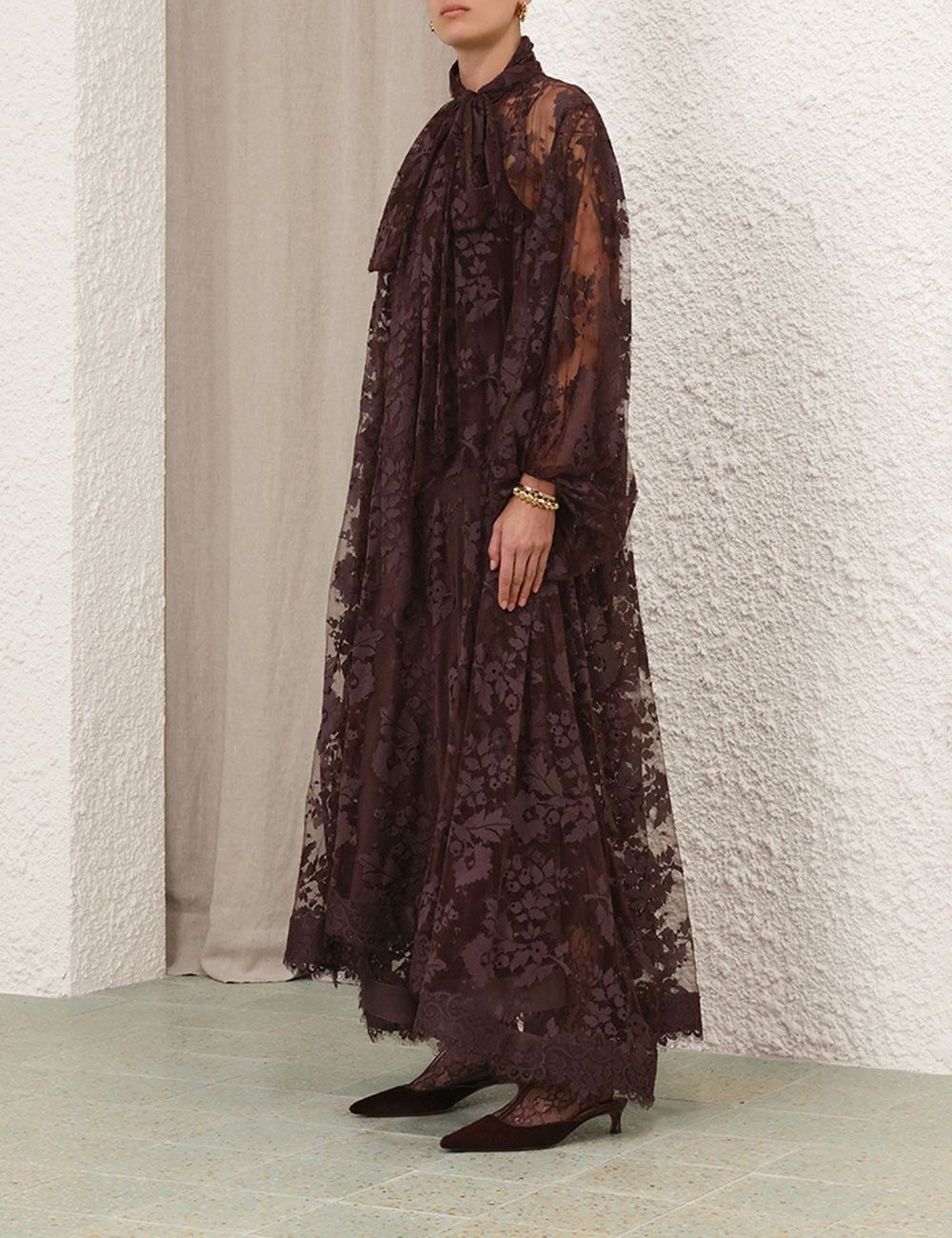 Zimmermann oc11z0725 Illustration Lace Gown in Brown Size L / US 10 / IT 46 - 3 Thumbnail