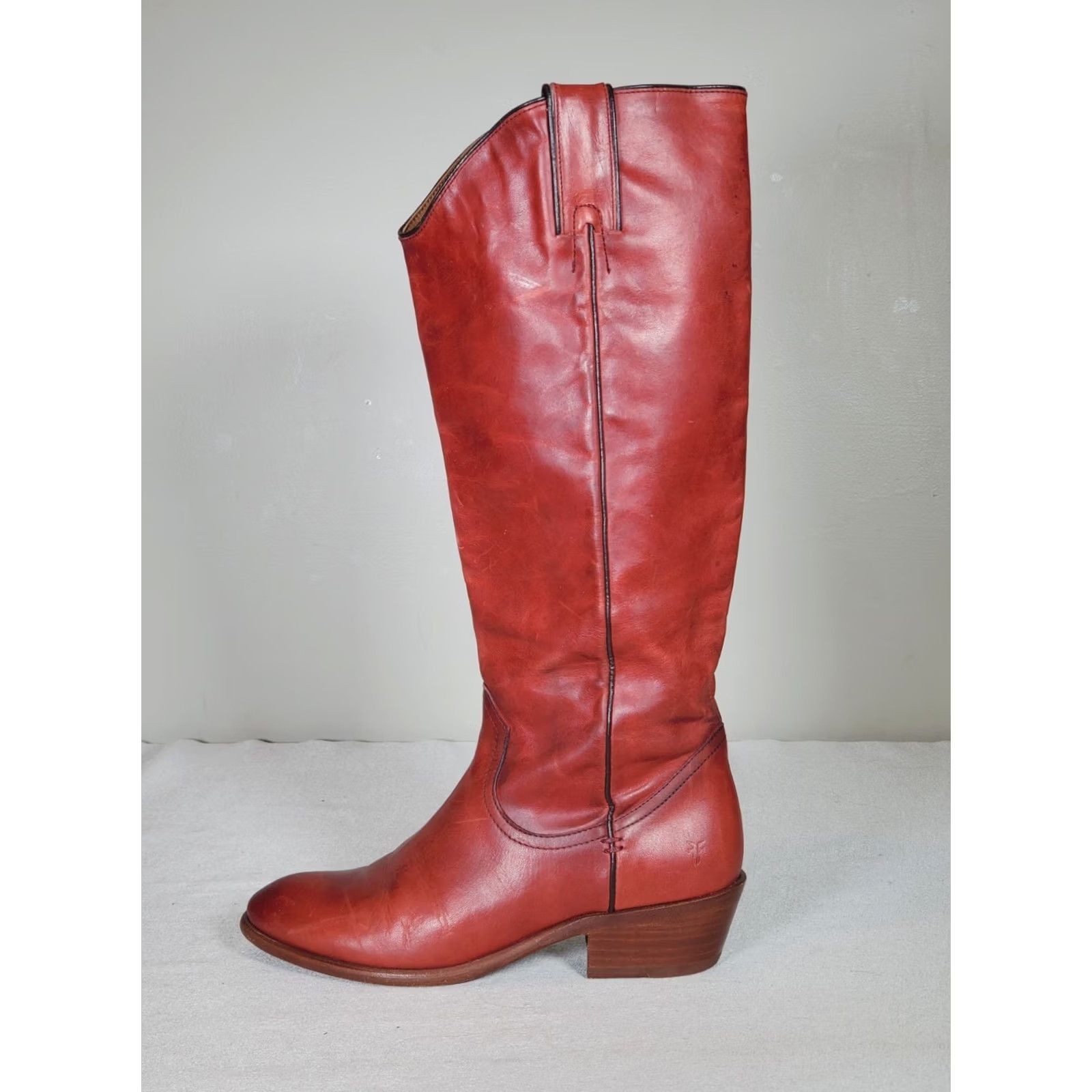 Frye FRYE Carson Pull On Tall Riding Boots Crimson Red 3470833-CMJ Women's US 7.5 M Boots Riding Leather Shaft 15" Black? Size US 8 / IT 38 - 5 Thumbnail