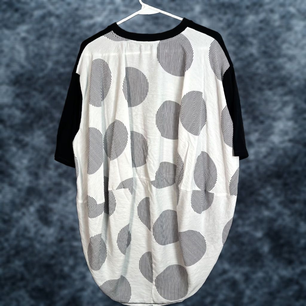 Vintage P. Luca Milano Top Womens Medium Black & White Oversized Tunic Polka Dot Size M / US 6-8 / IT 42-44 - 1 Thumbnail