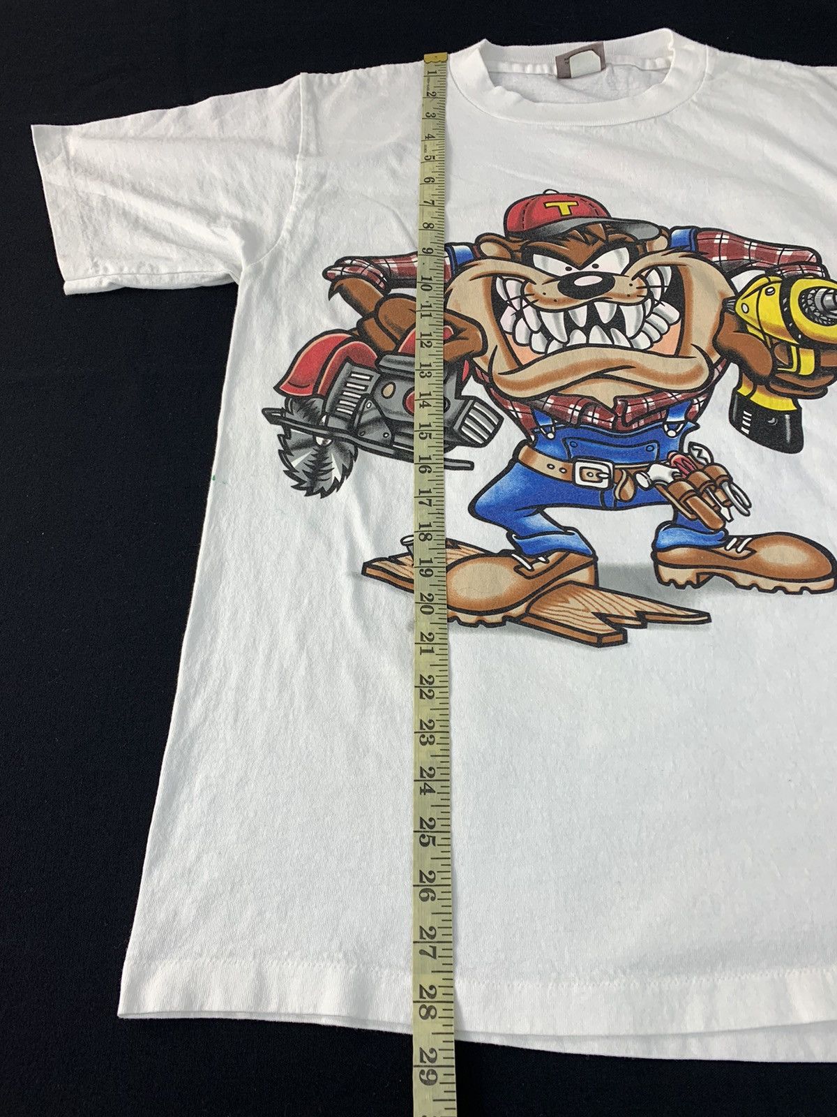 Vintage Looney Tunes Taz Devil Handyman Carpenter Mirror Screen Tee Size US L / EU 52-54 / 3 - 9 Thumbnail
