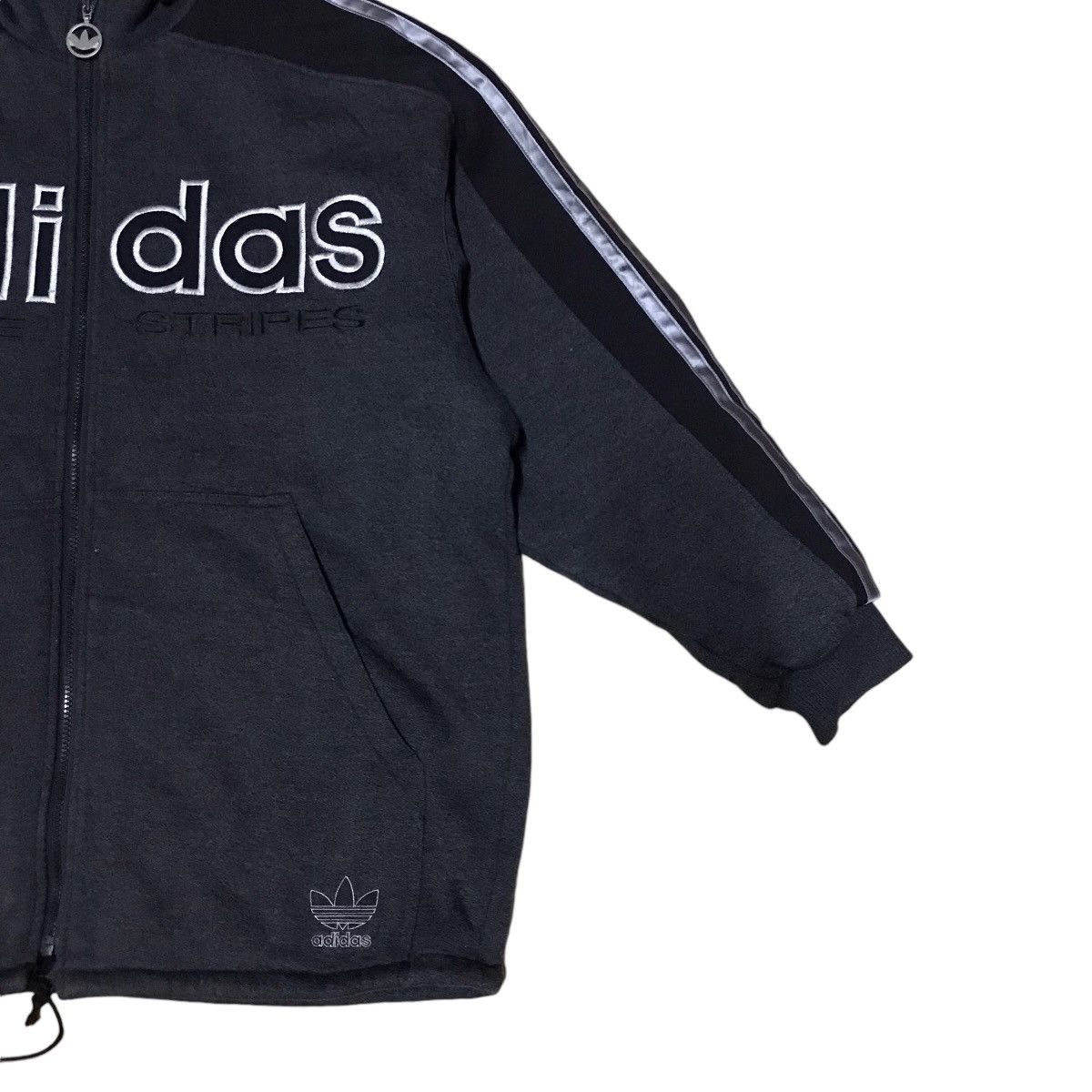 Adidas × Vintage VINTAGE 90s ADIDAS BIG LOGO THREE STRIPED HOODIE Size US L / EU 52-54 / 3 - 4 Thumbnail