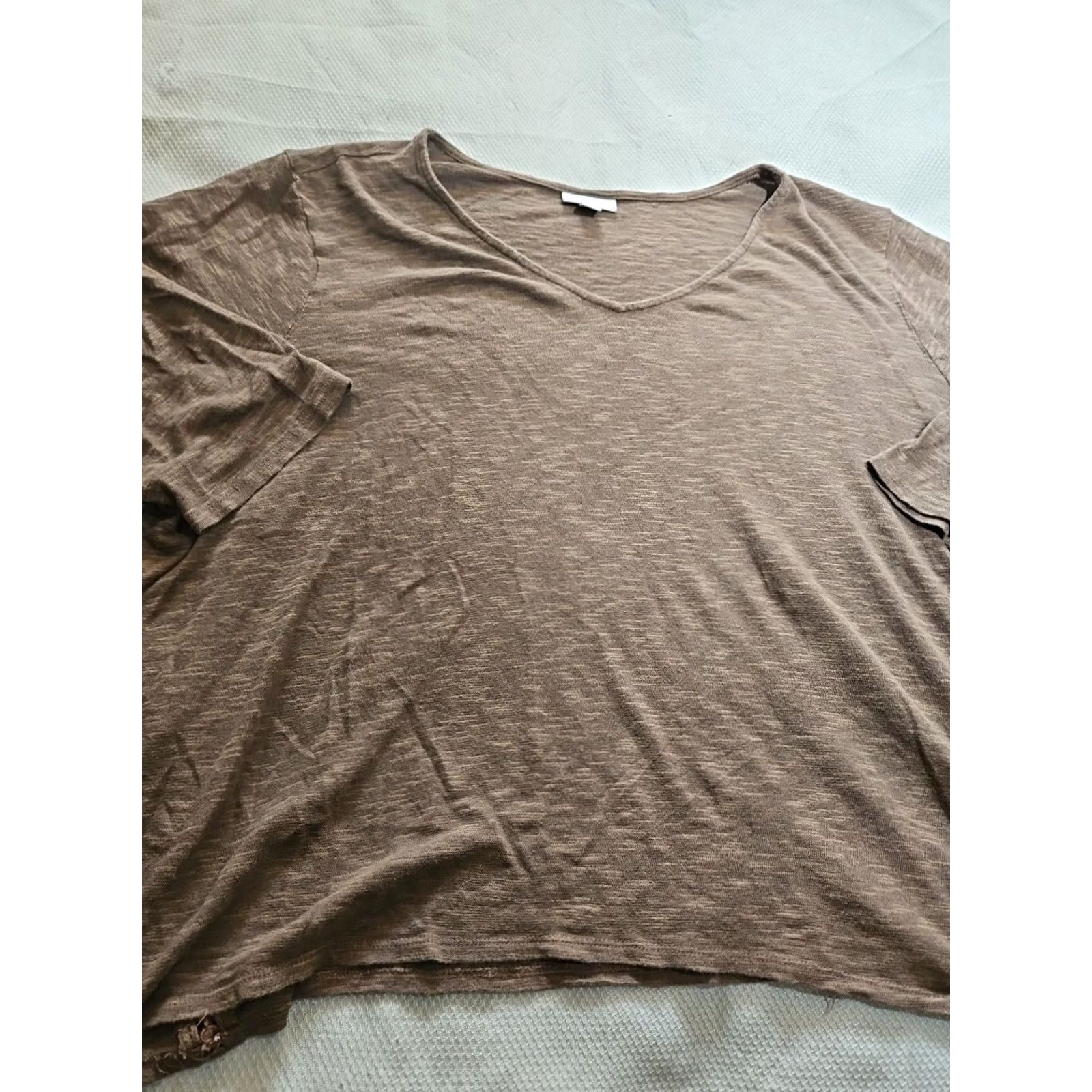 J. Jill VINTAGE J Jill Shirt Womens 3X Plus Brown Pullover Stretch Knit Linen Cotton Blend Top Size XXL / US 16-18 / IT 52-54 - 4 Thumbnail