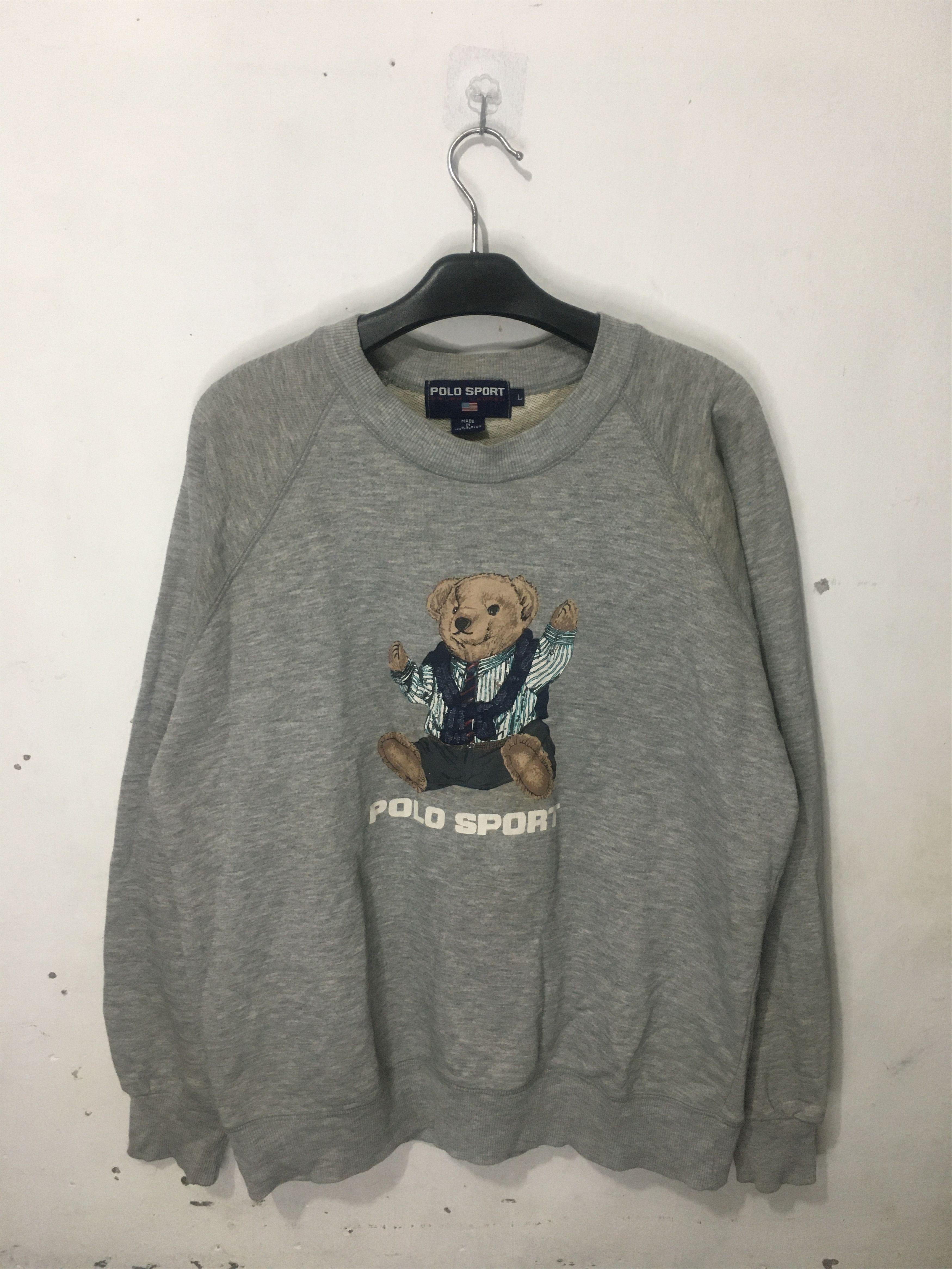 Vintage Polo Sport Ralph Lauren Bear Grey Sweatshirt