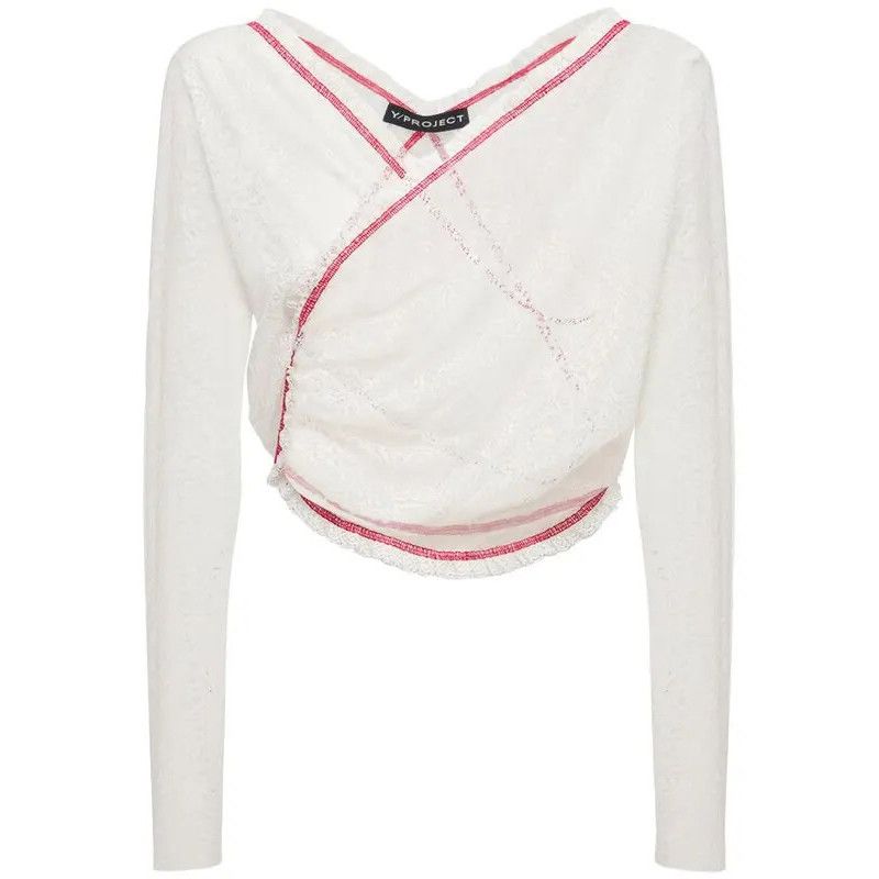 Y/Project Twisted Lace L/S Top, White Medium FR38 Size M / US 6-8 / IT 42-44 - 5 Thumbnail