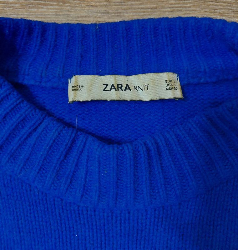 Zara 100% cashmere sweater jumper blue luxury soft comfortable Size US L / EU 52-54 / 3 - 4 Thumbnail