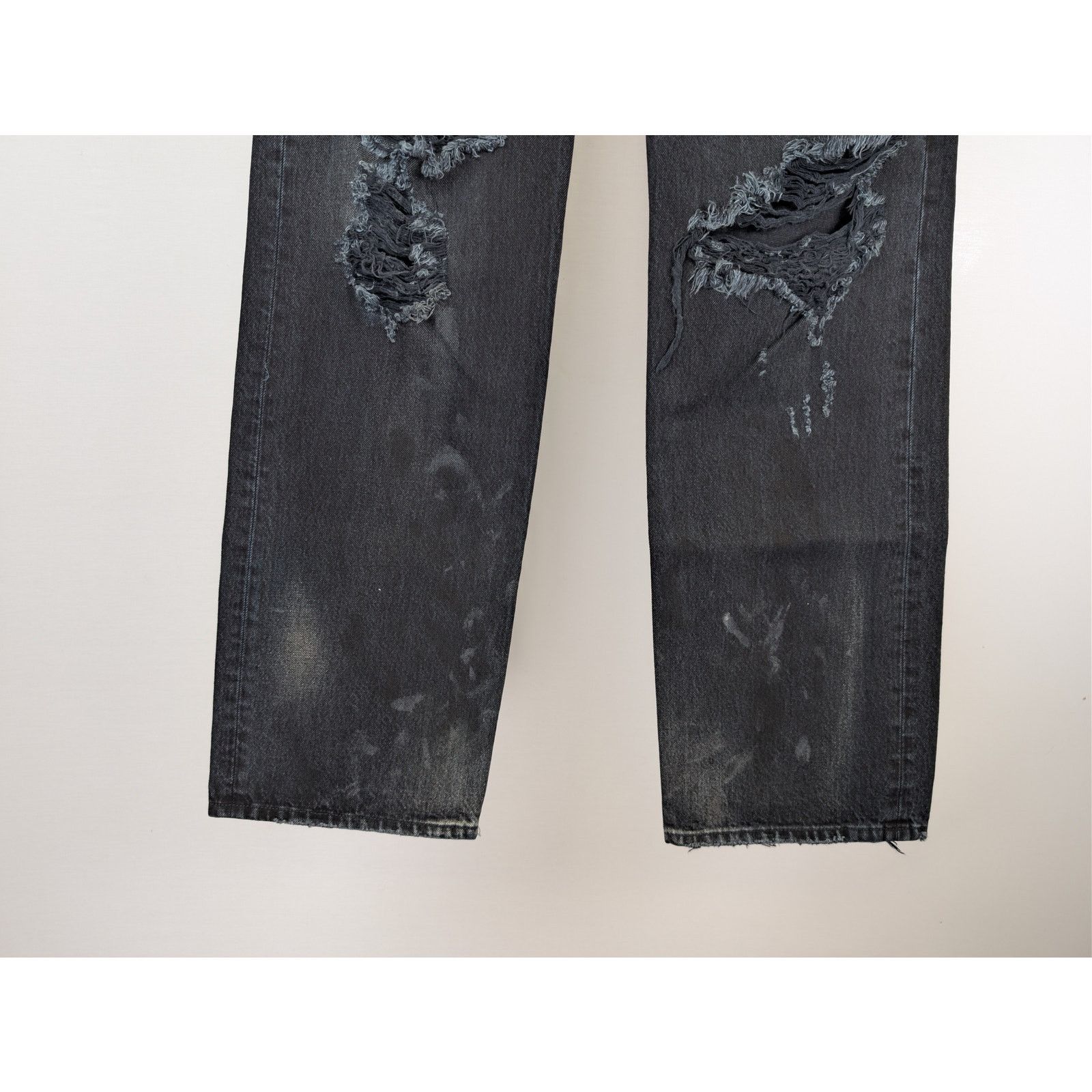 Balenciaga o1rshd1 Organic Japanese Ripped Medium Fit Pant Jean Black Size US 32 / EU 48 - 3 Thumbnail