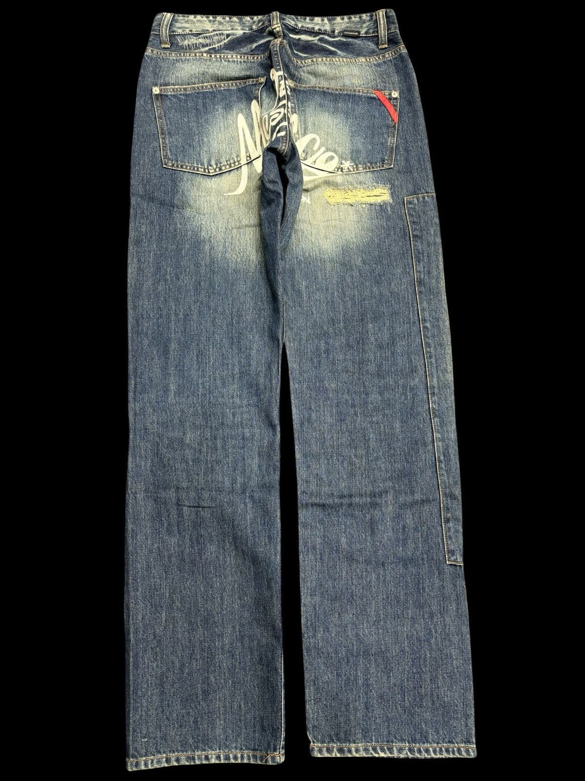 Designer 💥Denim Art💥Artisan MSG Sick Patchwork Stonewash Denim F553 Size US 31 - 2 Thumbnail