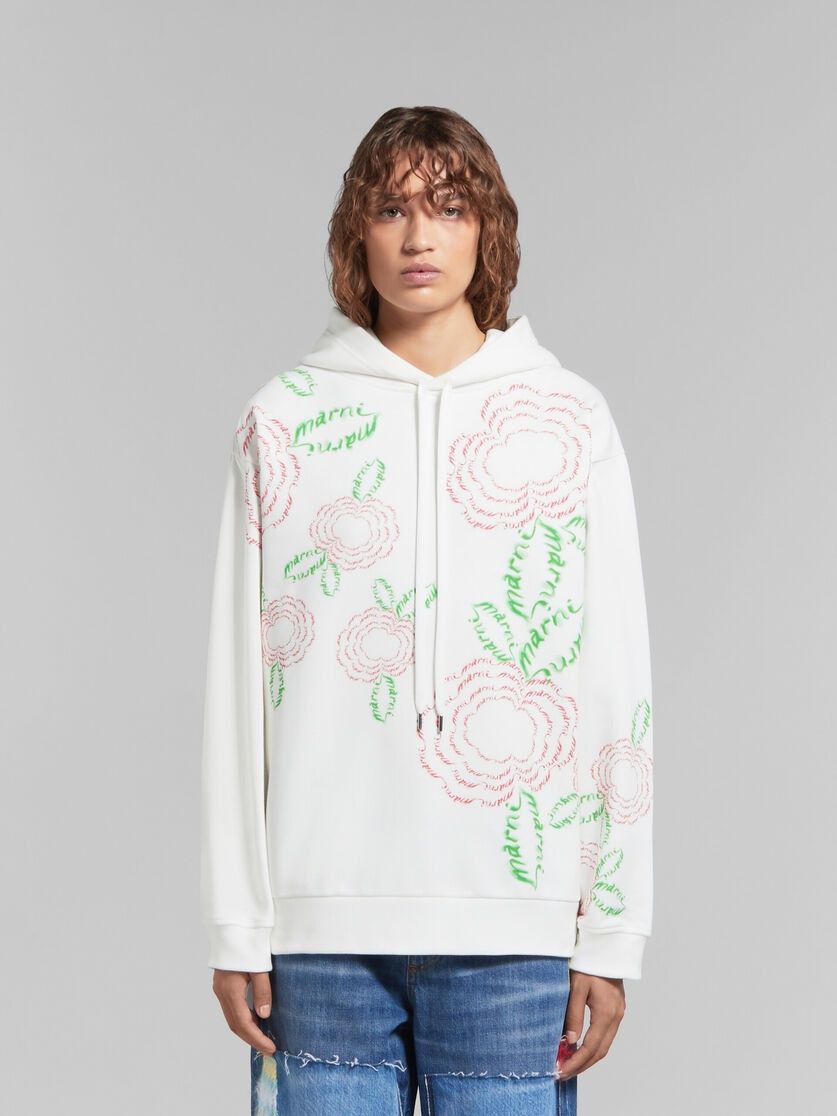 Marni oc11z0525 Cotton Hoodie in White Size XL / US 12-14 / IT 48-50 - 2 Thumbnail