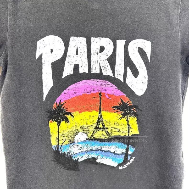 Balenciaga Balenciaga Black Paris sunset tower beach print short-slee Size L / US 10 / IT 46 - 5 Thumbnail