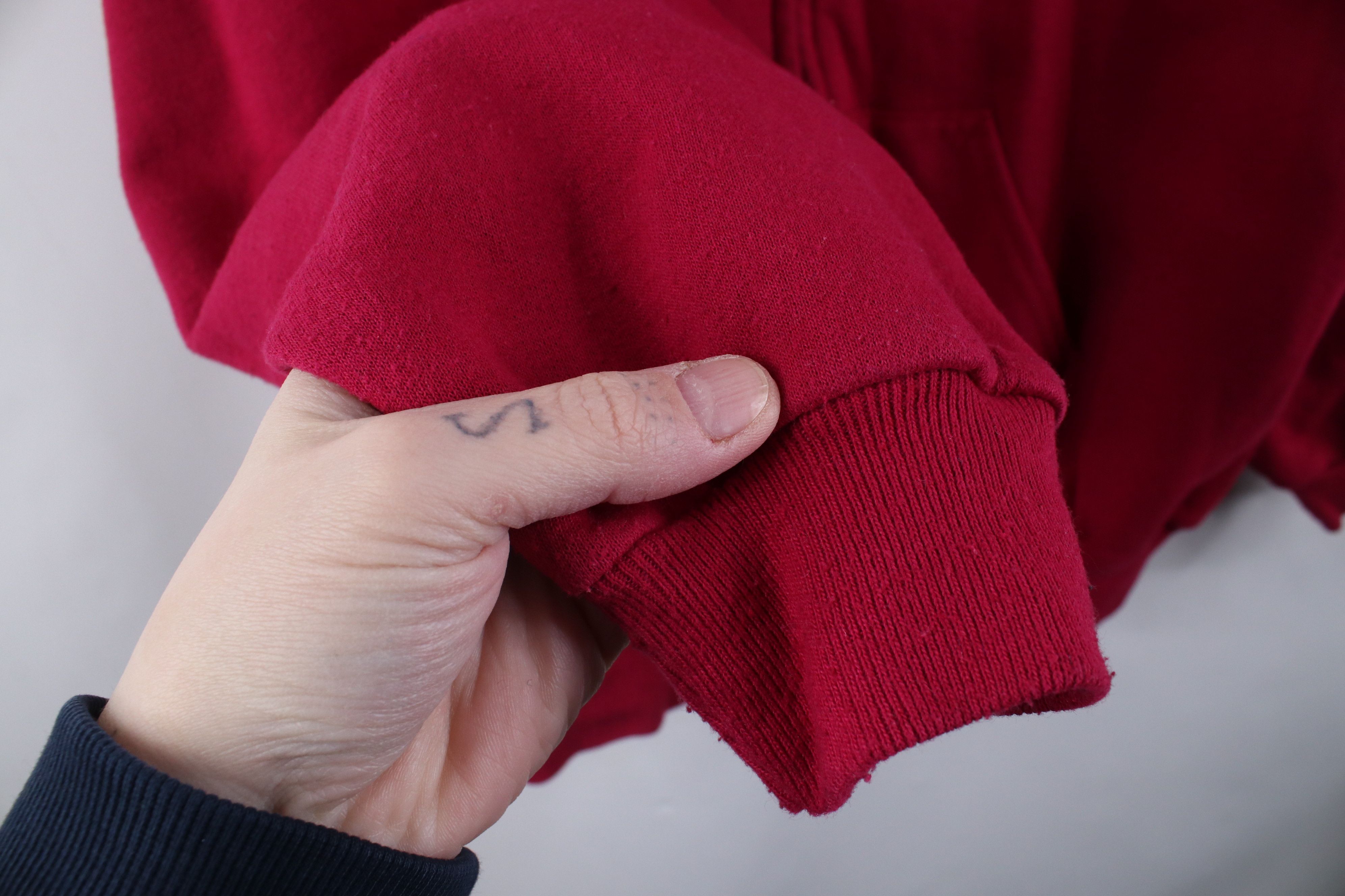 Vintage Vintage 90s Streetwear Blank Full Zip Hoodie Sweatshirt Red Size XXL / US 16-18 / IT 52-54 - 7 Thumbnail