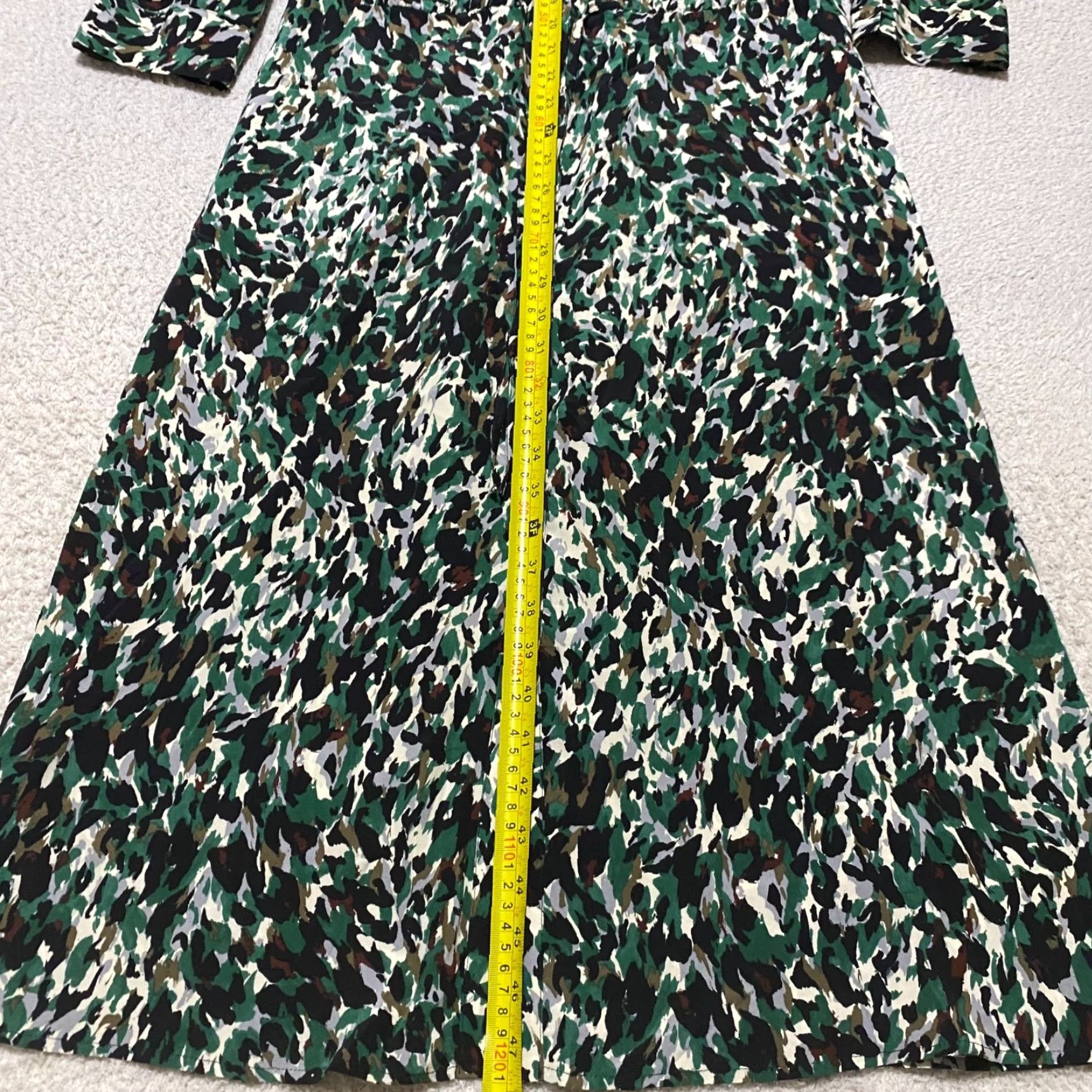 Talbots Gerard Darel Shirt Dress Geometric Multicolor 3/4 Sleeve Button Up Knit Silk Midi Casual Womens Size 40 Size S / US 4 / IT 40 - 5 Thumbnail