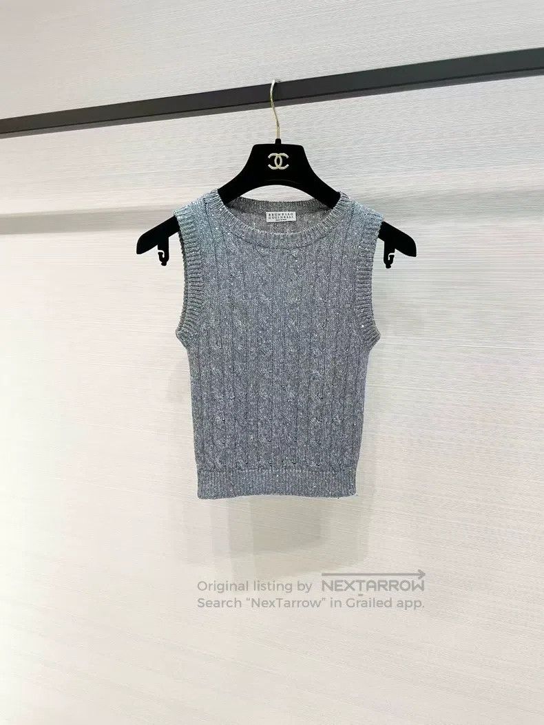 Brunello Cucinelli Brunello Cucinelli Grayish-blue, glittering knitted black Size XS / US 0-2 / IT 36-38 - 1 Thumbnail