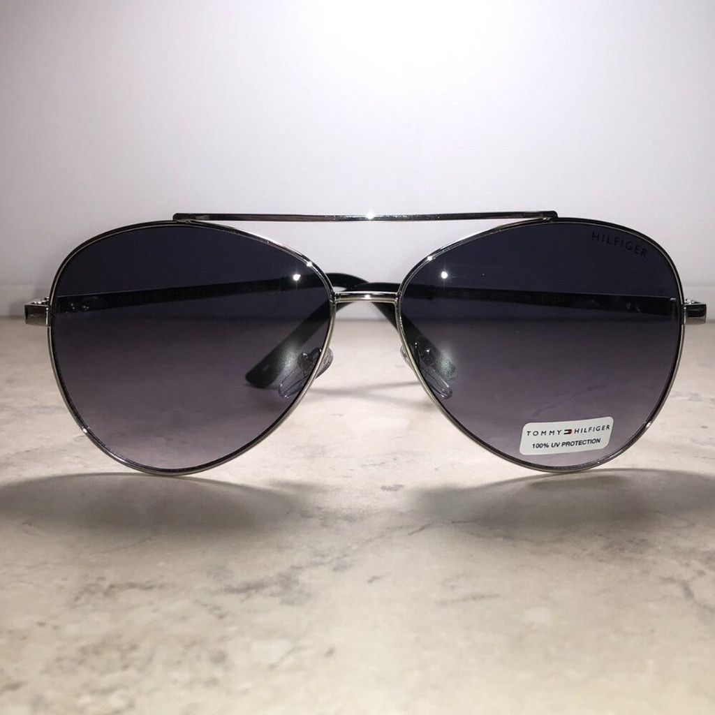 Tommy Hilfiger Tommy Hilfiger Silver & Black Texturized Aviator Sunglasses Size ONE SIZE - 2 Thumbnail