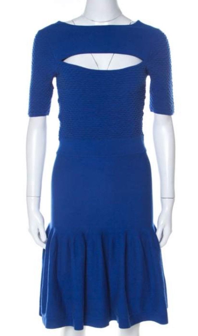 Alexander McQueen Alexander McQueen Auth 38 IT Midi Blue Knit Cotton Dress Size XS / US 0-2 / IT 36-38 - 15 Thumbnail