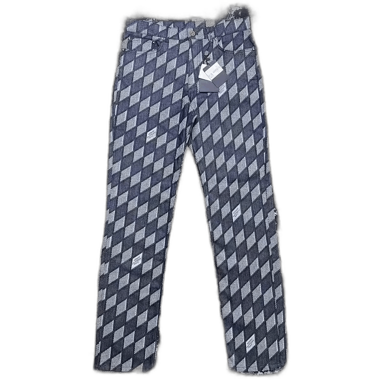 Louis Vuitton Louis Vuitton Louis Vuitton Blue Diamond Pattern Jeans-250 Size US 31 - 1 Thumbnail