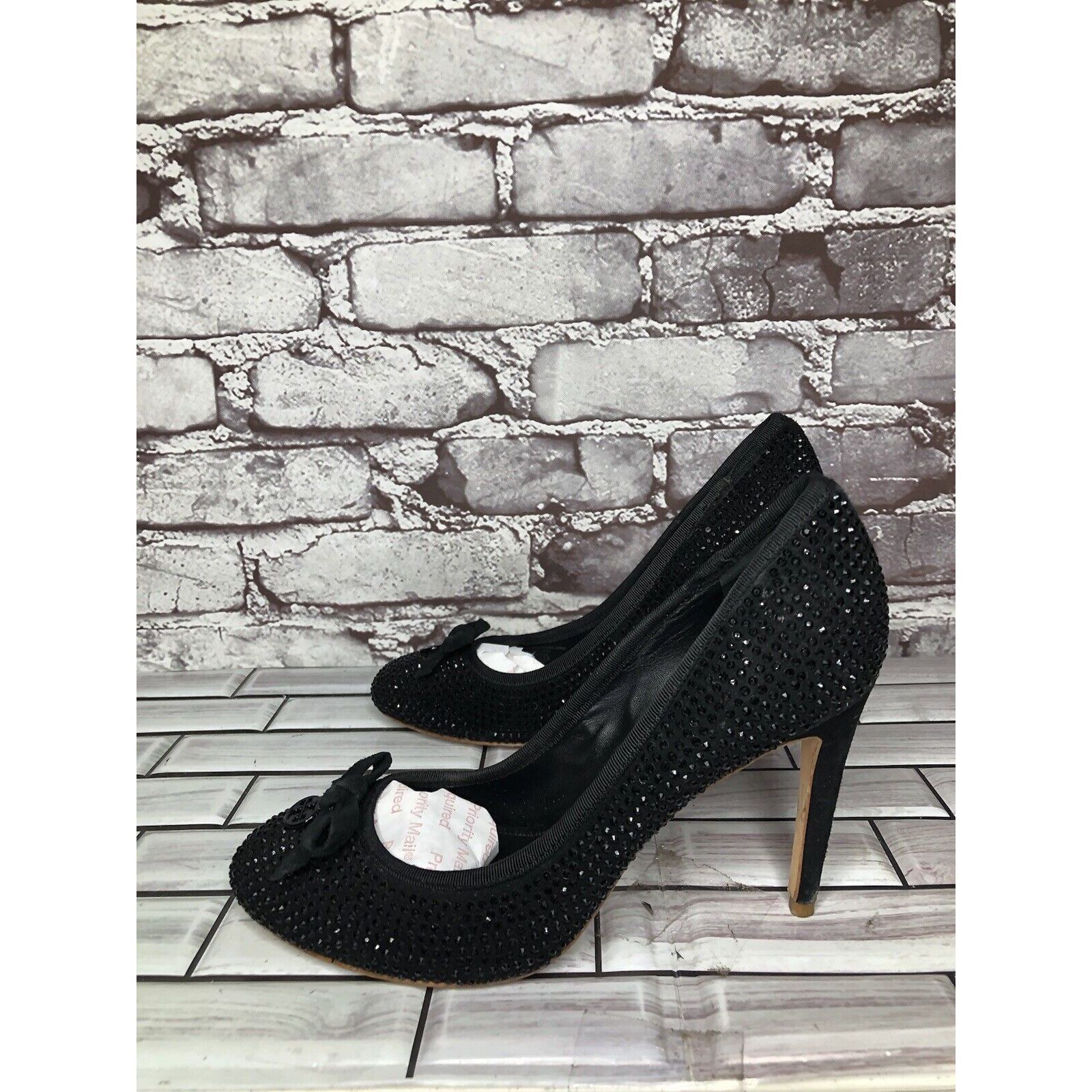 Tory Burch Tory Burch Phoenix Black Pump Rhinestone Soho Lux Suede Wome Size US 7.5 / IT 37.5 - 21 Thumbnail