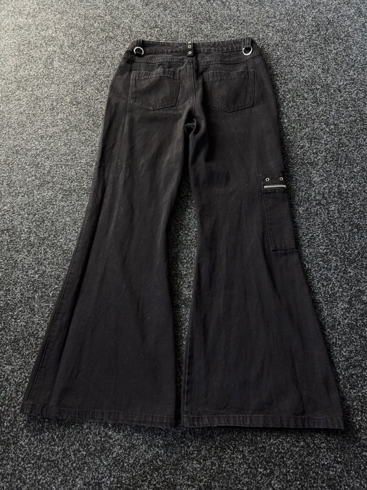 Japanese Brand Y2K Gothic Flare Pants Metal Hardware & Side Pocket Zip Size 32" / US 10 / IT 46 - 8 Thumbnail