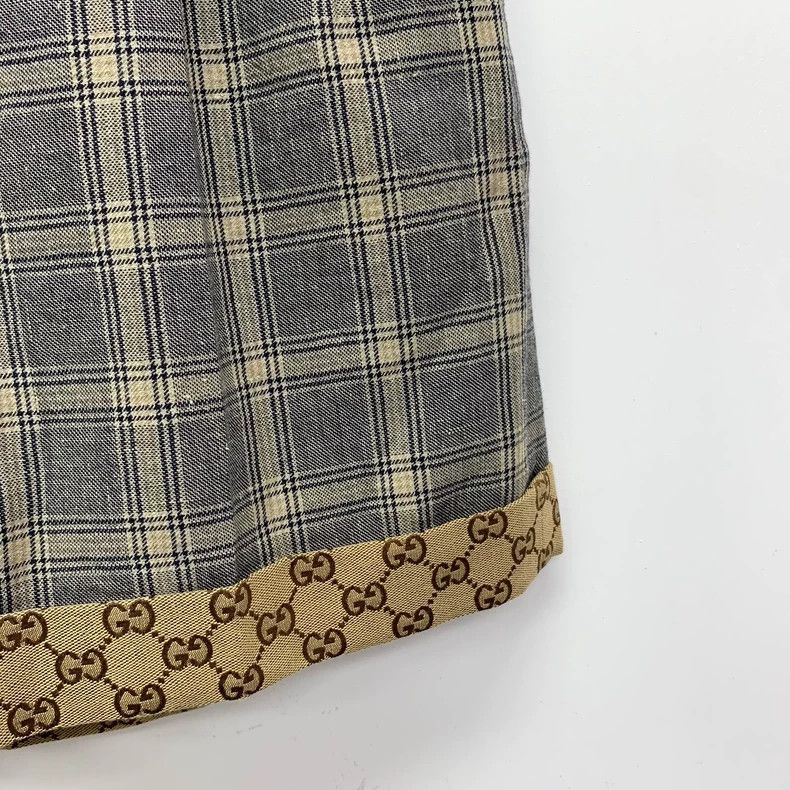 Gucci Gucci SizeS Color-blocked plaid logo jacquan lace linen cas Size US 29 - 4 Thumbnail