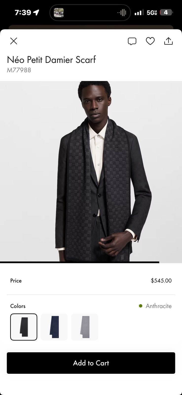 Louis Vuitton Louis Vuitton Neo Petit Damier Scarf Size ONE SIZE - 8 Thumbnail
