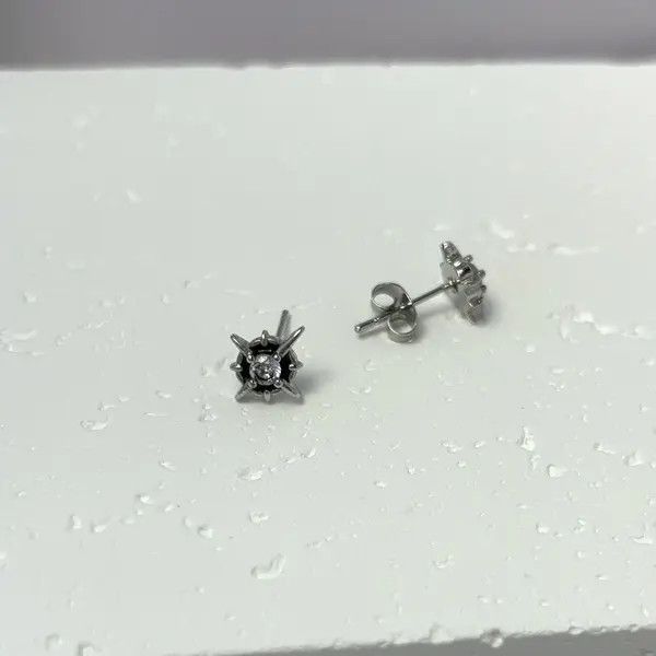 Other 925 Silver Plated CZ Star Stud Earrings for Men Women Size ONE SIZE - 4 Thumbnail
