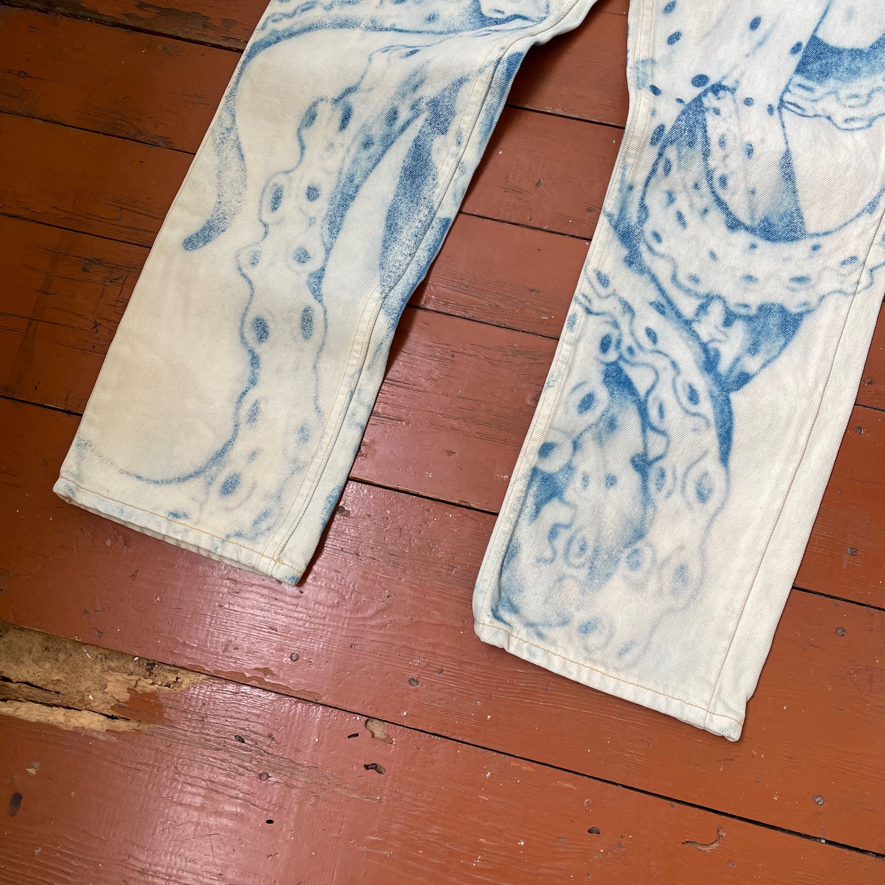 Lee Lee jeans very rare custom print octopus sguid 🦑 Size US 34 / EU 50 - 8 Thumbnail