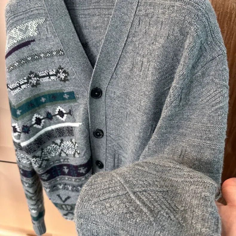 Hermes Hermes Gray Jacquard Embroidered Wool Knit Cardigan Jacket Size XL / US 12-14 / IT 48-50 - 3 Thumbnail