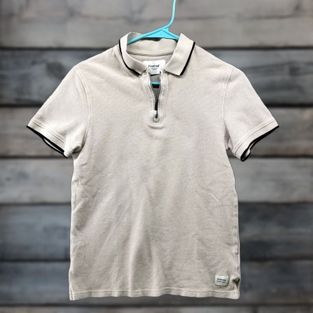 Firetrap Firetrap Mens Polo Shirt Small Beige Short Sleeve 1/4 Zip Cotton Mens Size US S / EU 44-46 / 1 - 1 Thumbnail