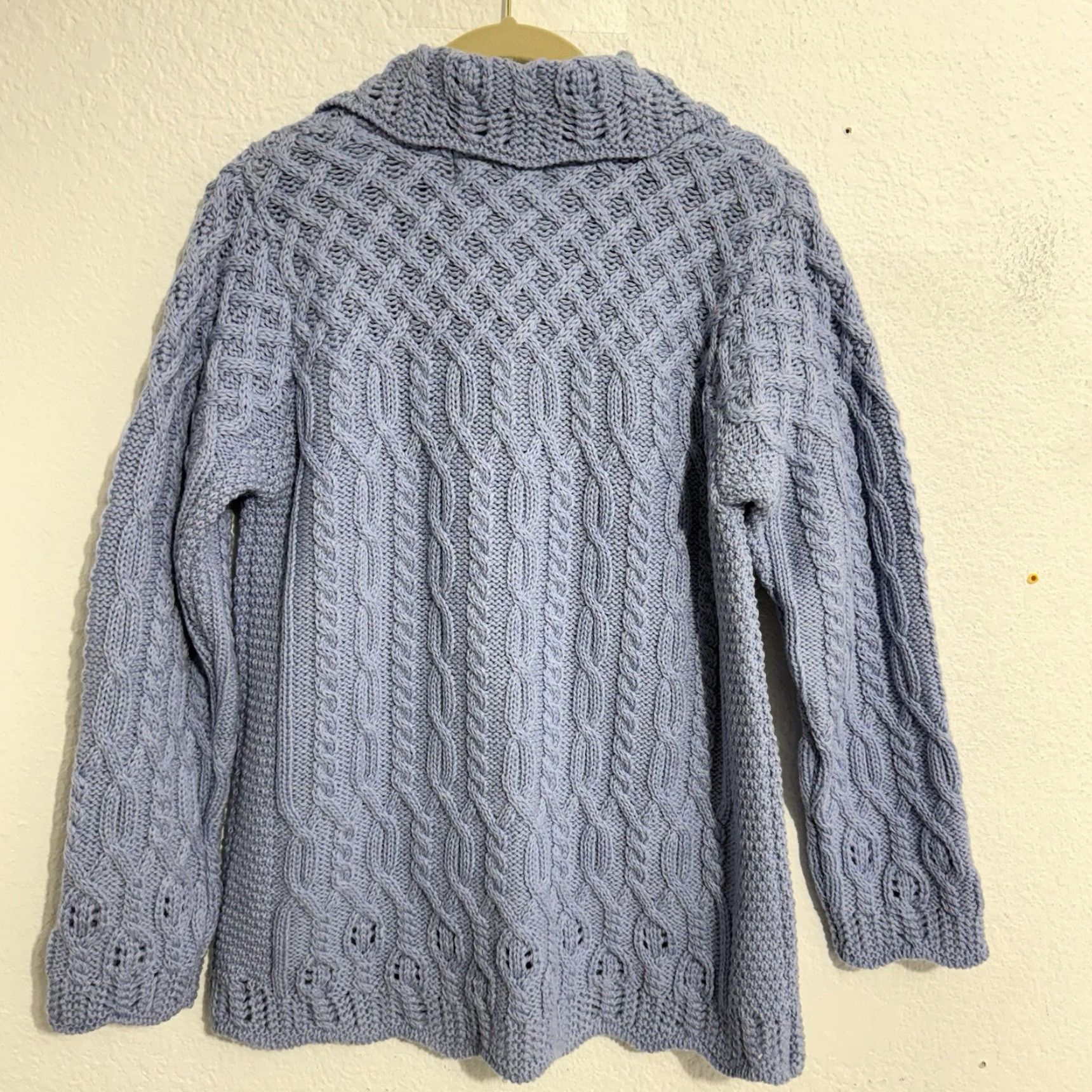 Vintage Aran Crafts Ireland Fisherman's Sweater Cardigan Blue Women Sz S Merino Pockets Size S / US 4 / IT 40 - 6 Thumbnail