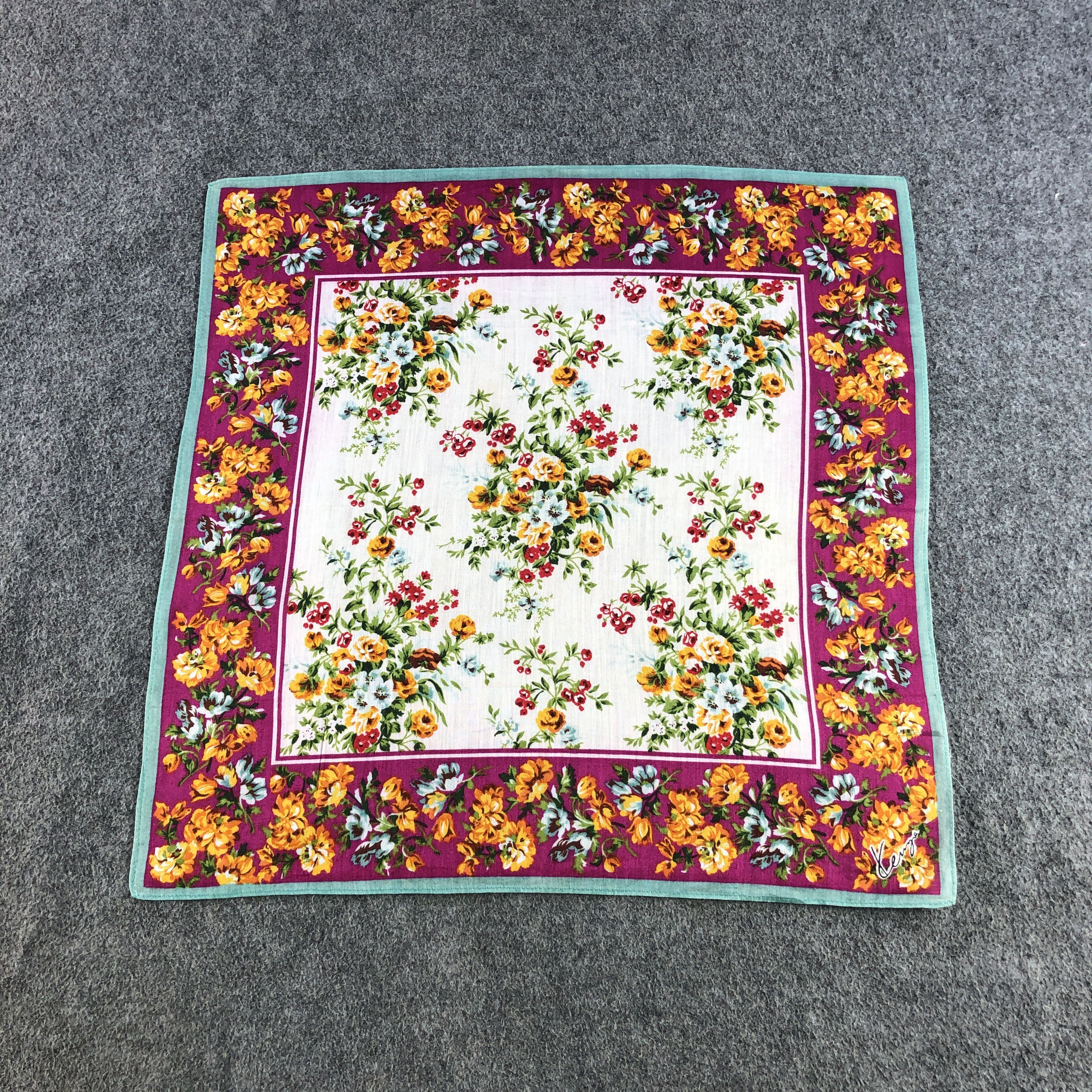 Kenzo × Vintage Kenzo Floral Handkerchief Neckerchief Bandana H2479 Size ONE SIZE - 2 Thumbnail