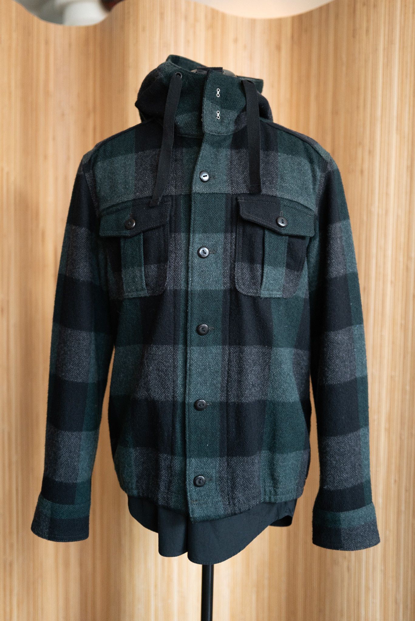 image of Nigel Cabourn Green Plaid Coat With Pockets, Men's (Size Small)