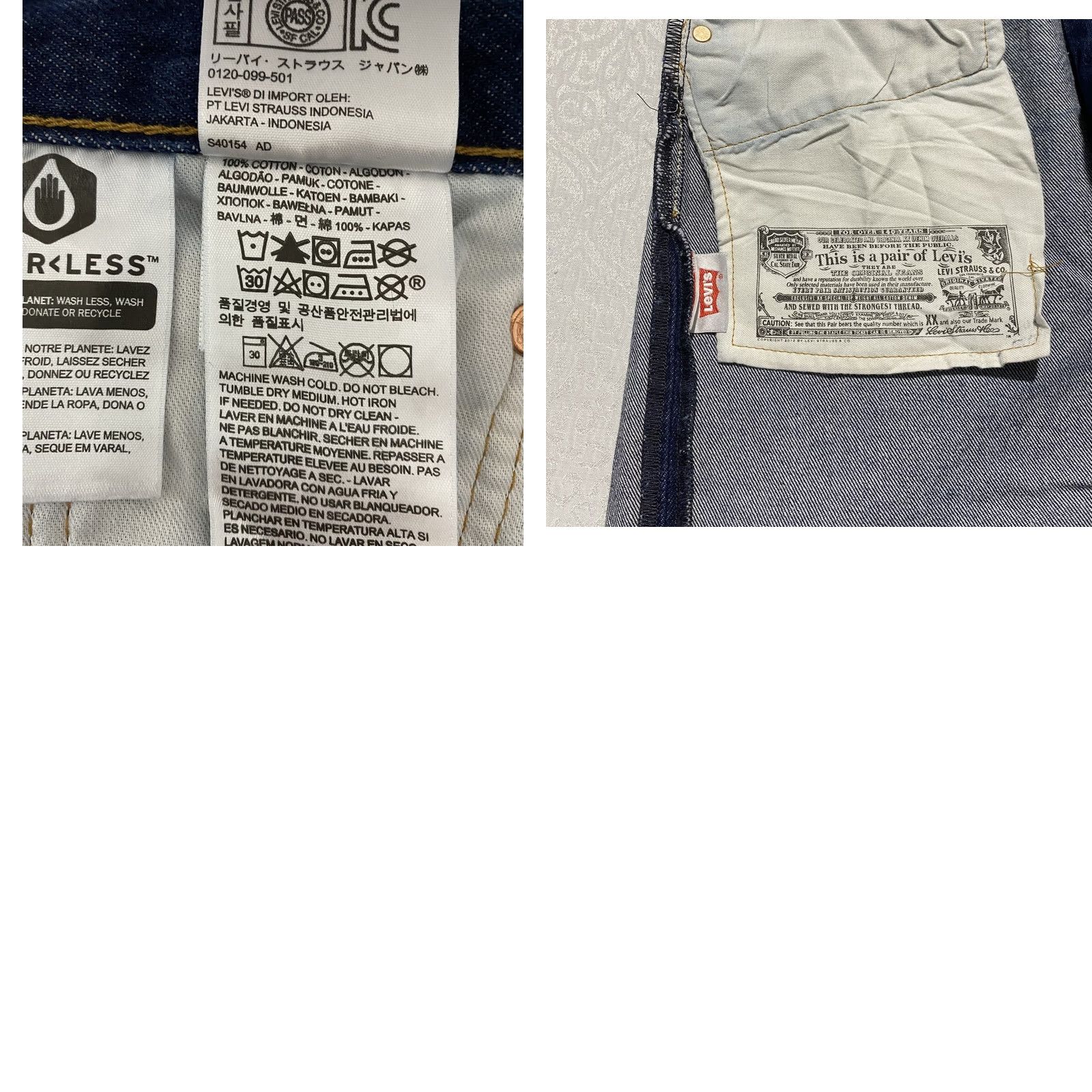 Levi's Levi's 501 Jeans Mens 37x28 Blue Button Fly Straight Leg Denim Classic Pants Jeans Size US 37 - 8 Thumbnail