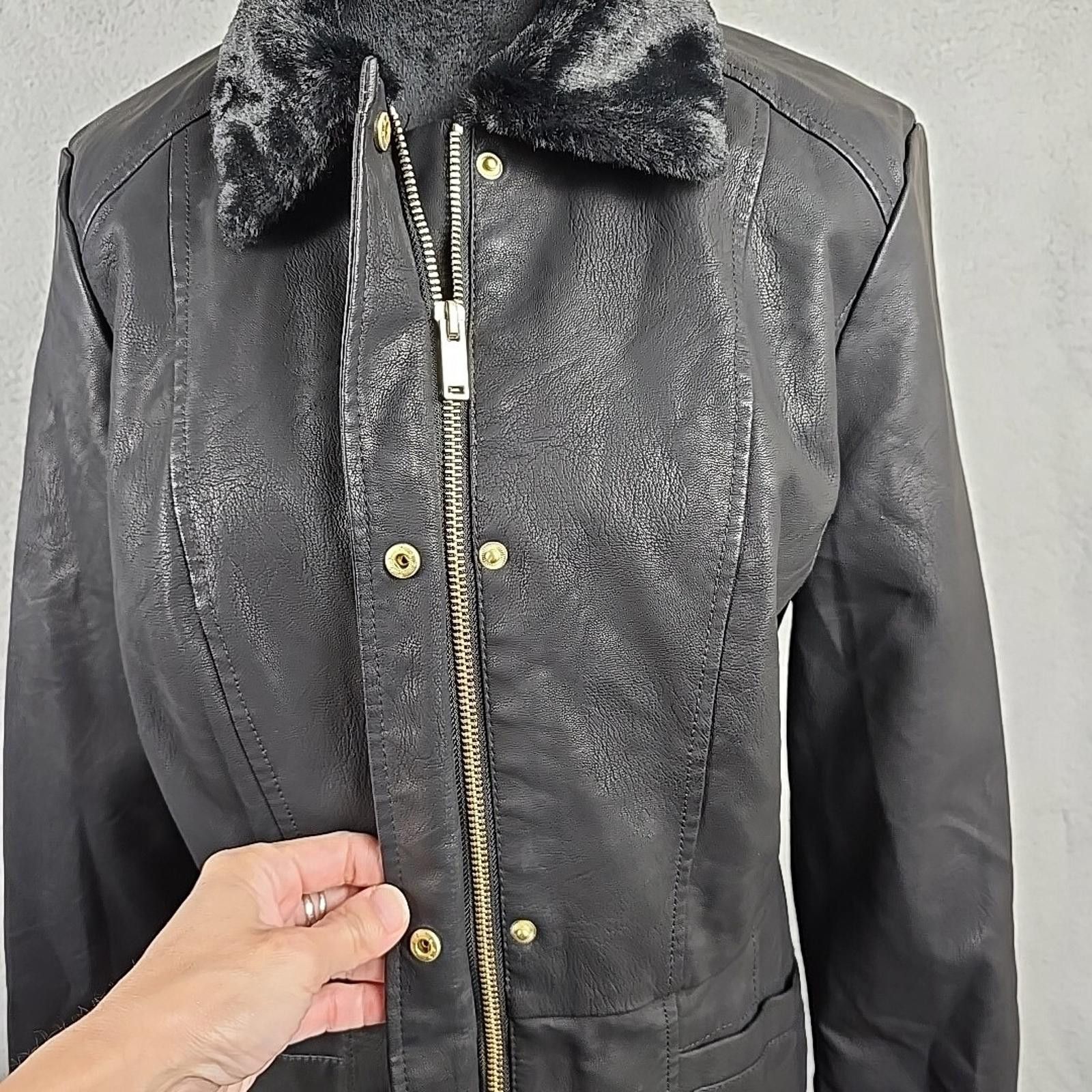Other BACCINI Women's Faux Leather Black Size Medium Jacket Size M / US 6-8 / IT 42-44 - 4 Thumbnail